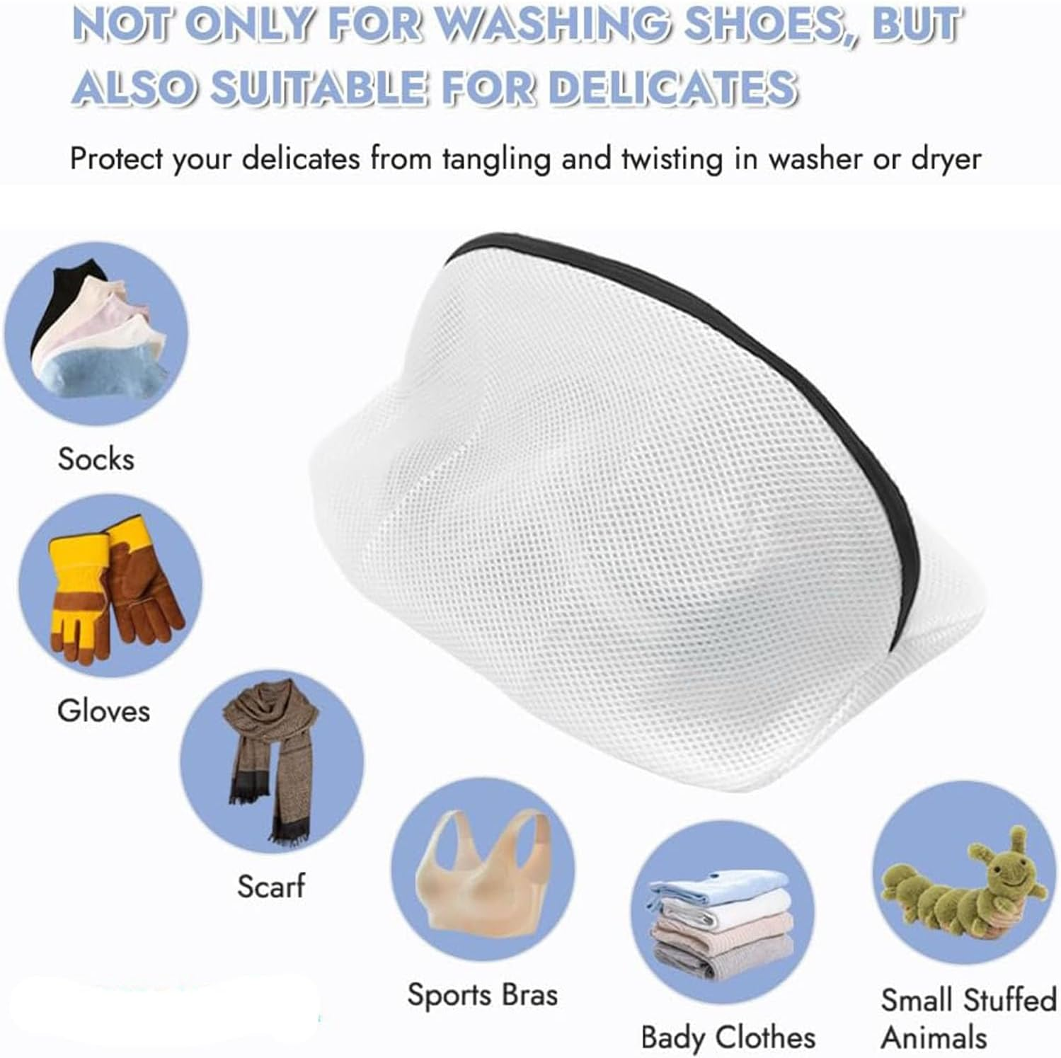 3Pcs Mesh Laundry Bag, Mesh Laundry Bag for Shoes with Zipper, Set of 3 Different Size Washing Machine Bags for Delicates, Underwear, Trainer, Socks, Bras and Travel Reusable Laundry Wash Bag with Zip image number 6