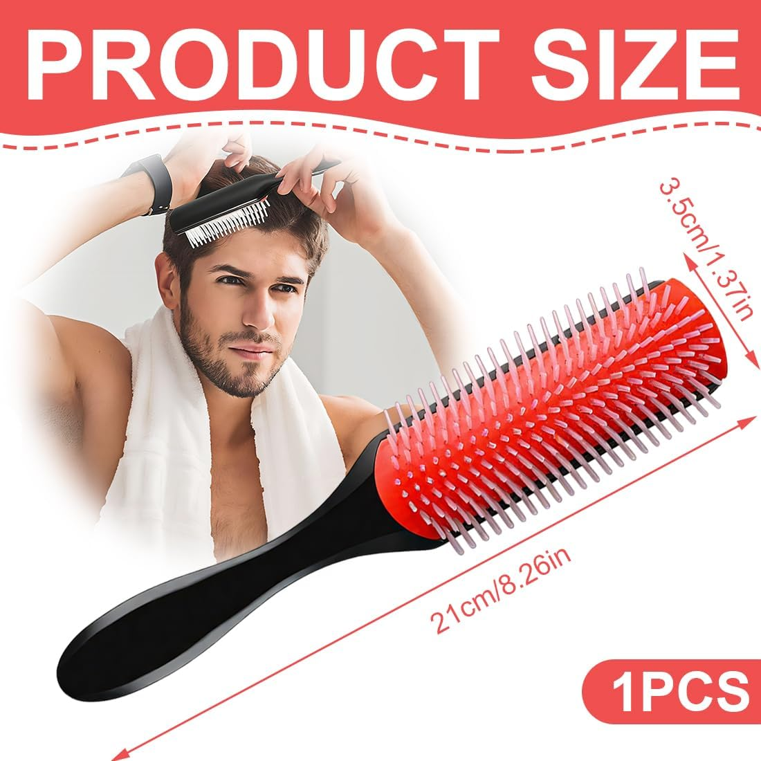 LQIOACU 1 Piece Hair Brush without Pulling, Comb Hair Brush for Tangle Curls, for Wet or Dry Curly Hair, 9-Row Brush for Detangling, Separating and Shaping image number 1