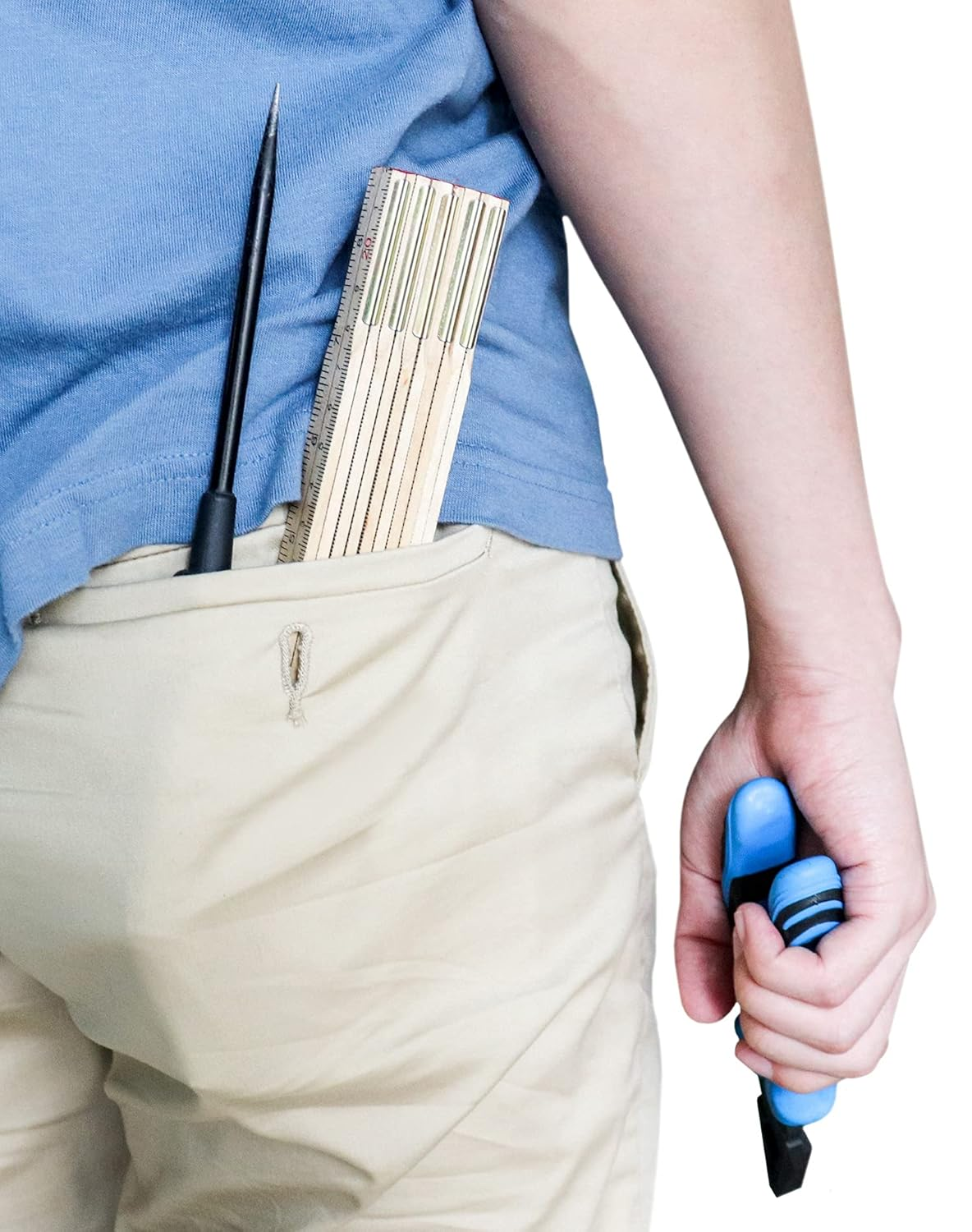 QWORK Folding Wood Rule, 2 Pack, 6FT 6 Inch Foldable Ruler with US and Metric Measurements for Carpenters image number 6