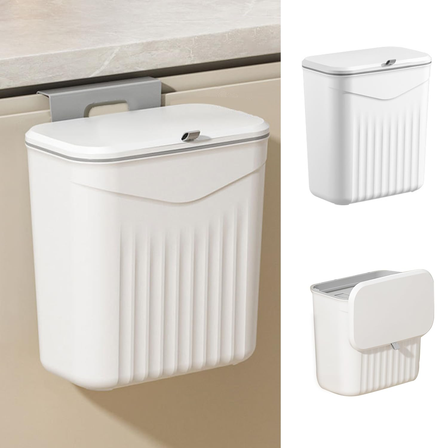 Kitchen Wall-Mounted Trash Can, Household Kitchen Waste Storage Bin, Toilet Hanging Toilet Paper Storage Bucket image number 5