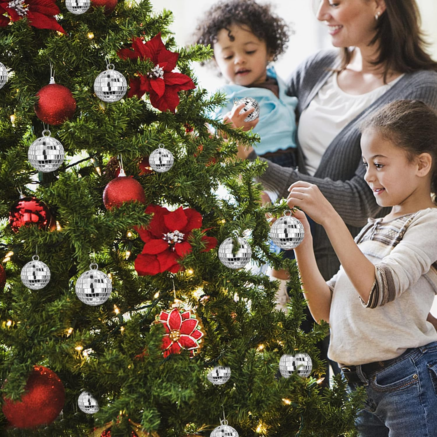 40 PCS 0.78 Inch 1 Inch 1.2 Inch Disco Ball Cake Decoration Ornaments Reflective Mirror Ball Cake Decoration Silver Mini Disco Ball Decoration for Table Decorations 70S Theme Disco Party Supplies image number 3