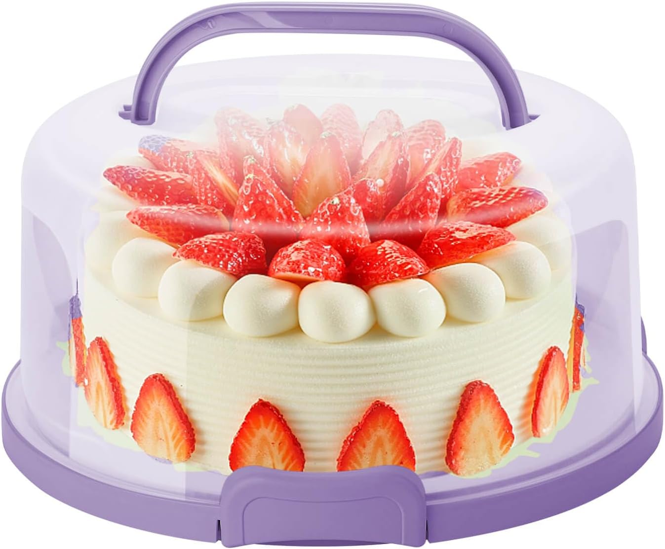 NVAZIOP 10Inch Cake Stand Carrier with Lid and Handle Storage Container Keeper Plastic Tall Transport Travel Cake Saver Holder with Cover Pie Bundt Round