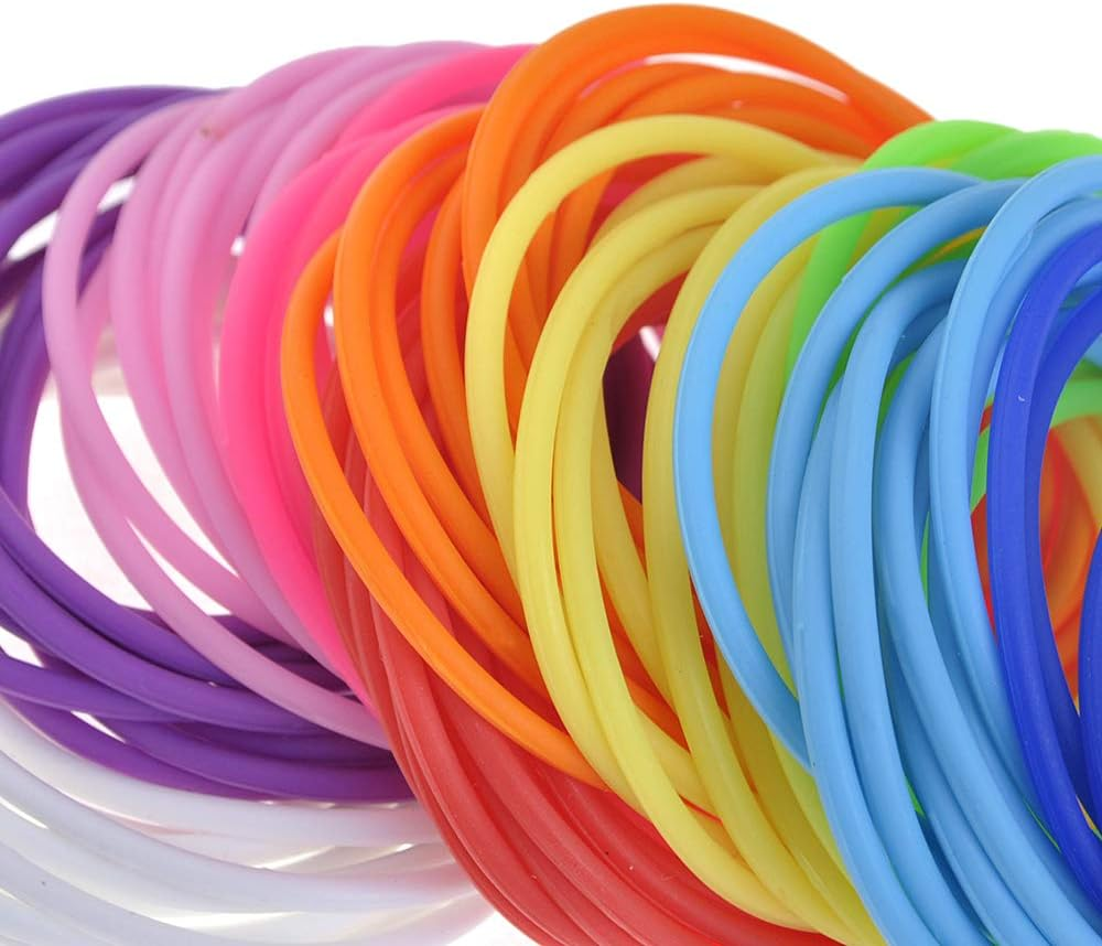 100 Pcs Jelly Bracelets for Youth, 80S Rubber Wristbands, Thin Silicone Bangles - Assorted image number 5