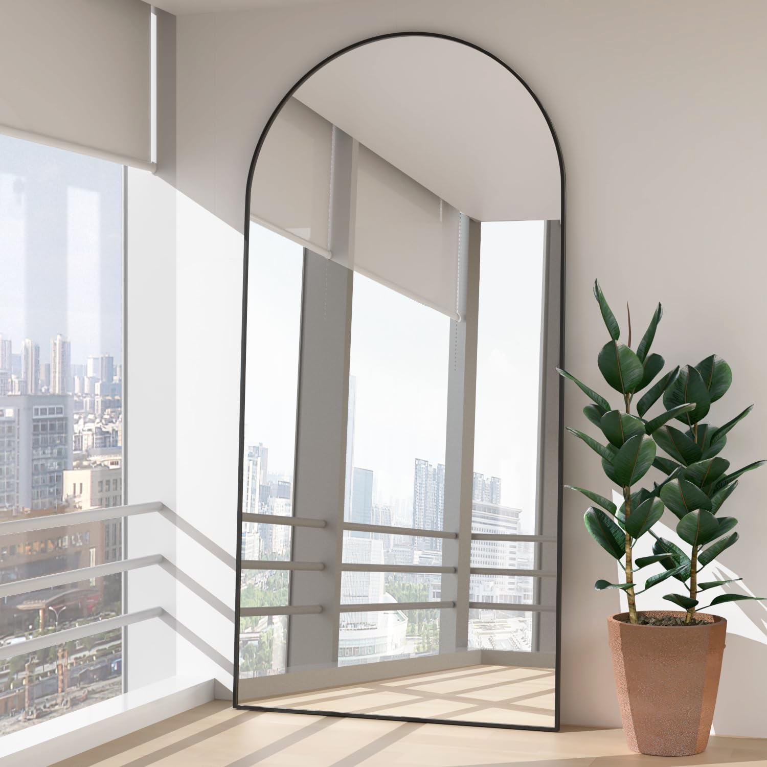 Arch Full Length Mirror Arched Floor Mirror 165 X 60Cm with Stand Large Wall Mirror Full Body Mirror Black Standing Hanging or Leaning against Wall for Bedroom Entry, Bedroom, Living Room