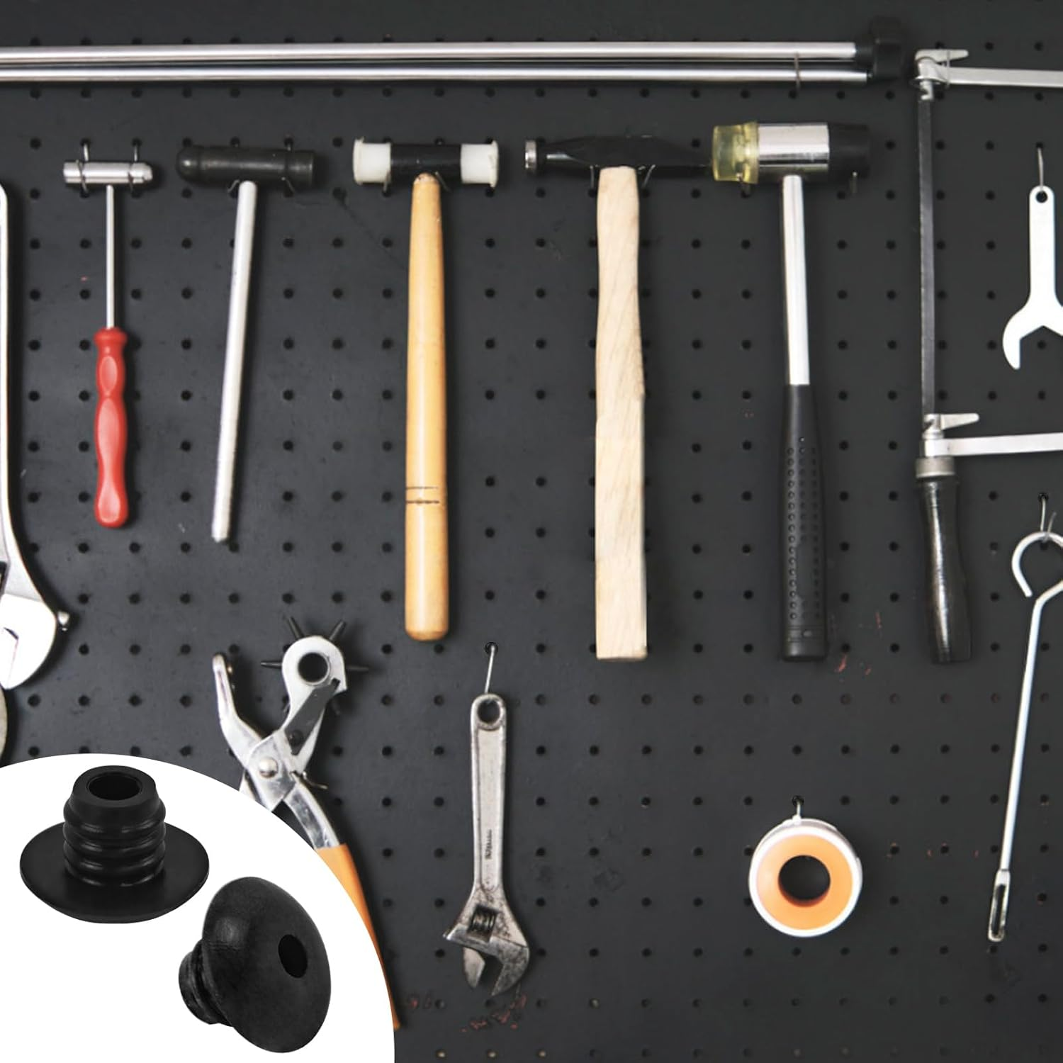 100 Pcs Peg Board Hooks, Pegboard Hook Locks Clips Fit for 1/4 Inch Peg Board Push Pin Tool Organizer Peg Locks round Holes for Stopping Hooks from Falling off (Black) image number 2