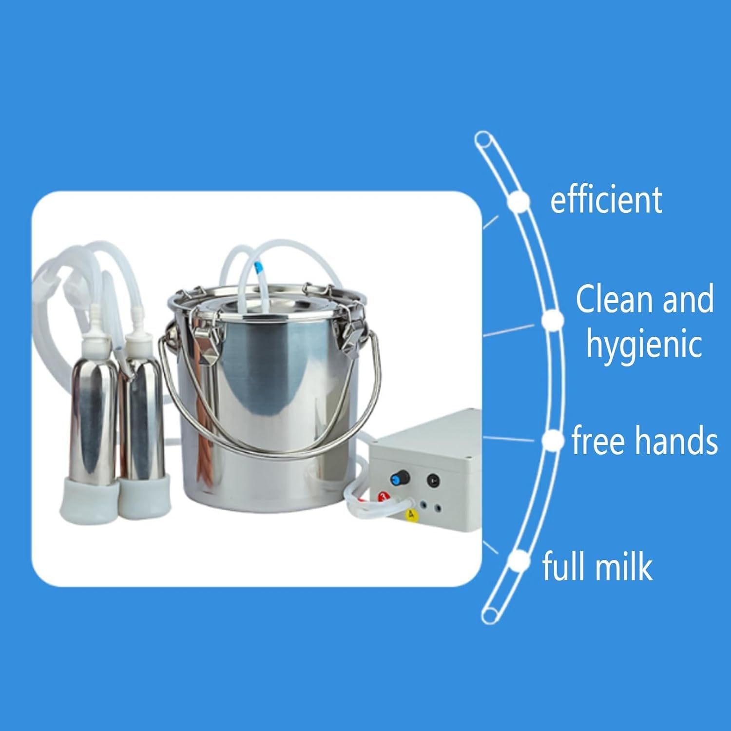 Rechargeable Direct Suction Milking Machine for Goats and Cows, 5L/10L Portable Home Milking Machine Cow Kit, Battery Operated Milker with Auto-Stop, Adjustable Suction, Milker for Small Farms image number 4