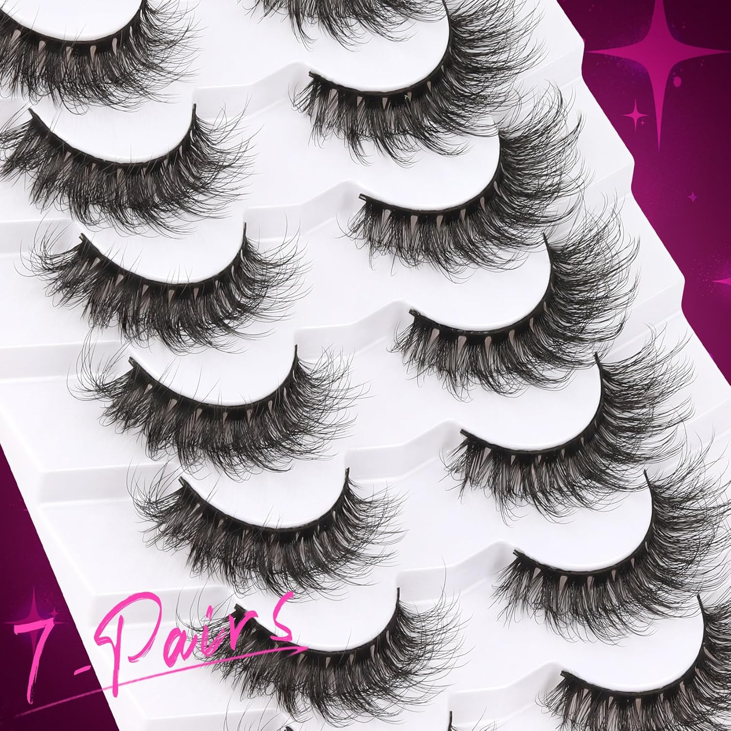 Veleasha Magnetic Eyelashes Manga Lashes Magnetic Lashes with Applicator Natural Look Reusable No Glue Easy to Apply & Remove Spiky False Eyelashes Lashes Wispy image number 4