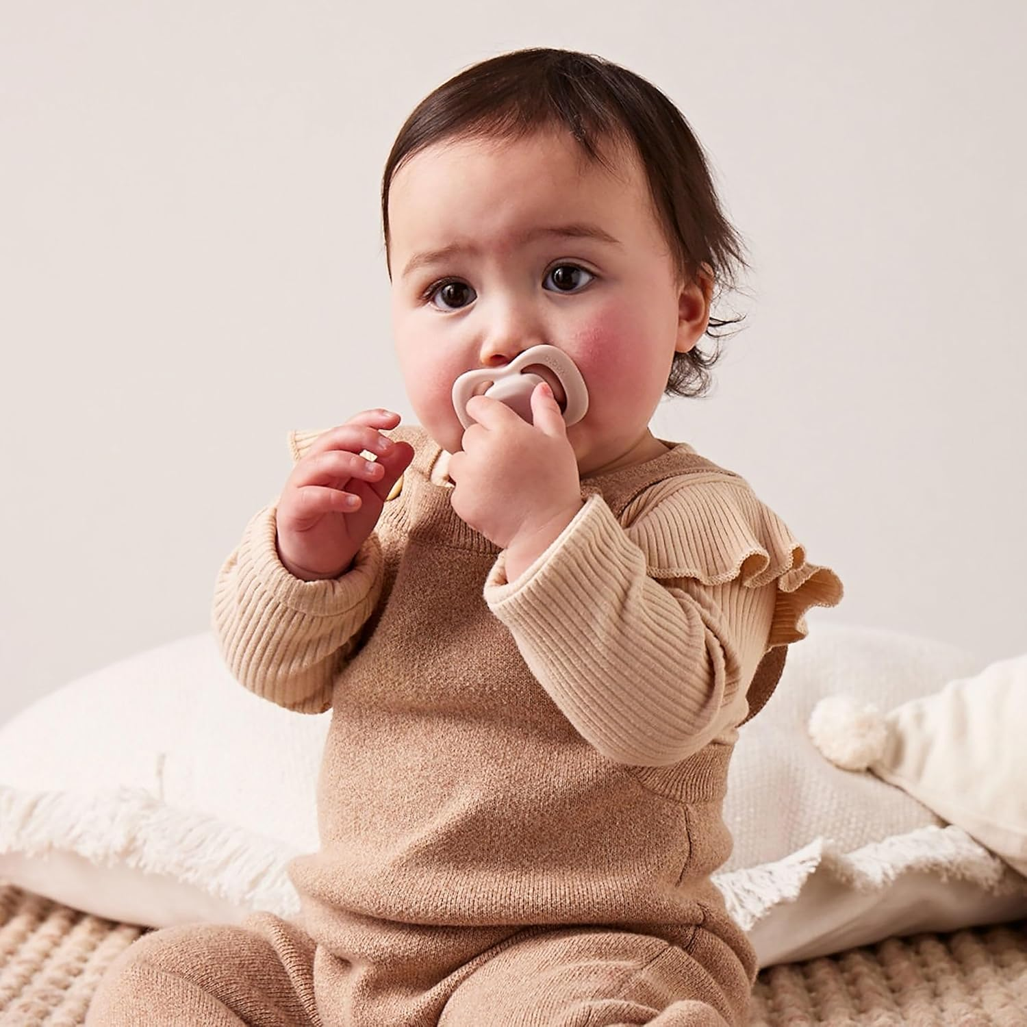 B.Box Silicone Pacifier Twin Pack, Blush/Latte, Size 1 image number 3