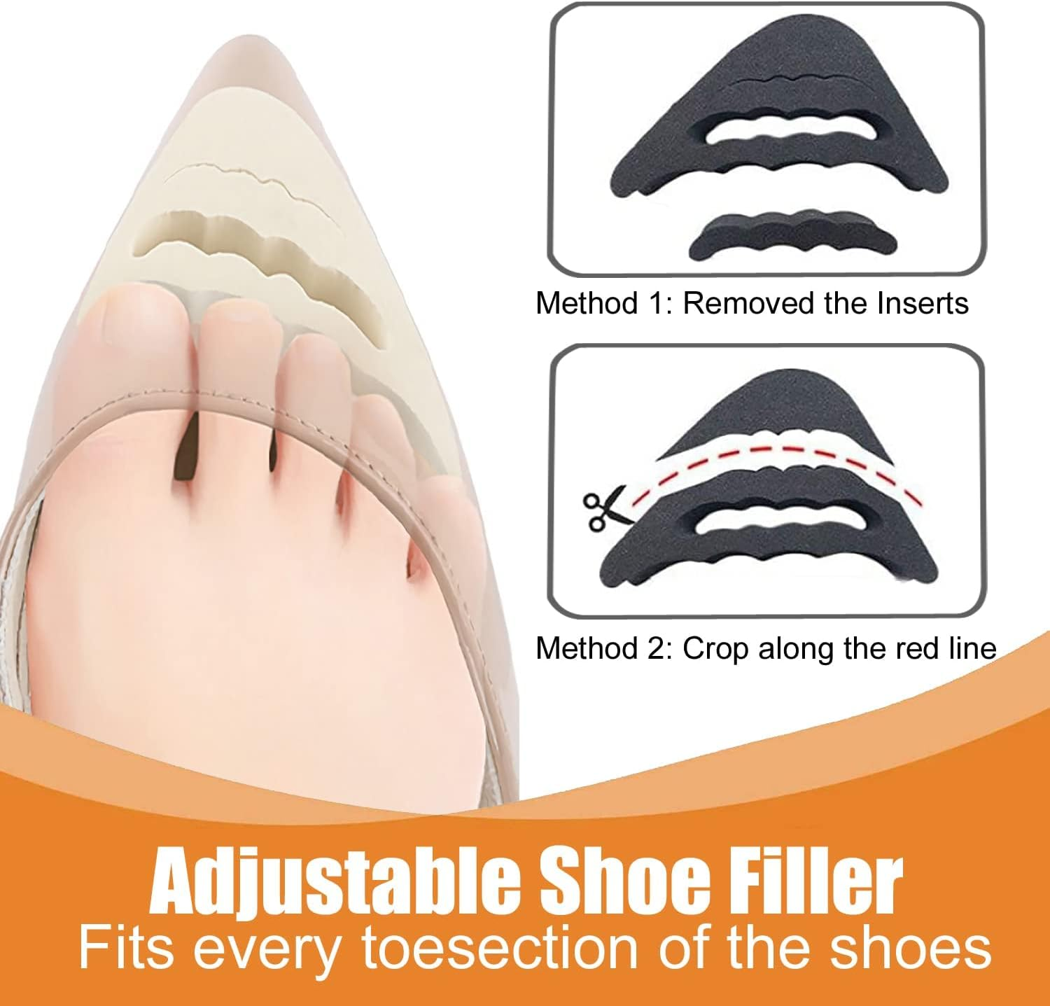 16 Pairs Shoe Filler Heel Pads for Womens Shoes - Shoe Filler for Too Big Shoes Women with Toe Inserts, Toe Inserts for Too Big Fit image number 2