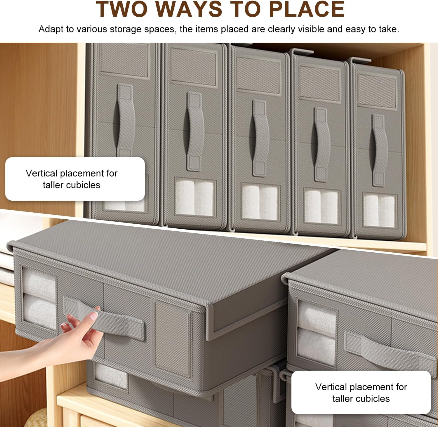 LAMCAN 4 Pack Bedding Storage, Linen Cupboard Storage & Organisation, Foldable. Sheet Organizer for Linen Closet, Suitable for Duvet Cover Sets, Clothes, Blankets image number 4