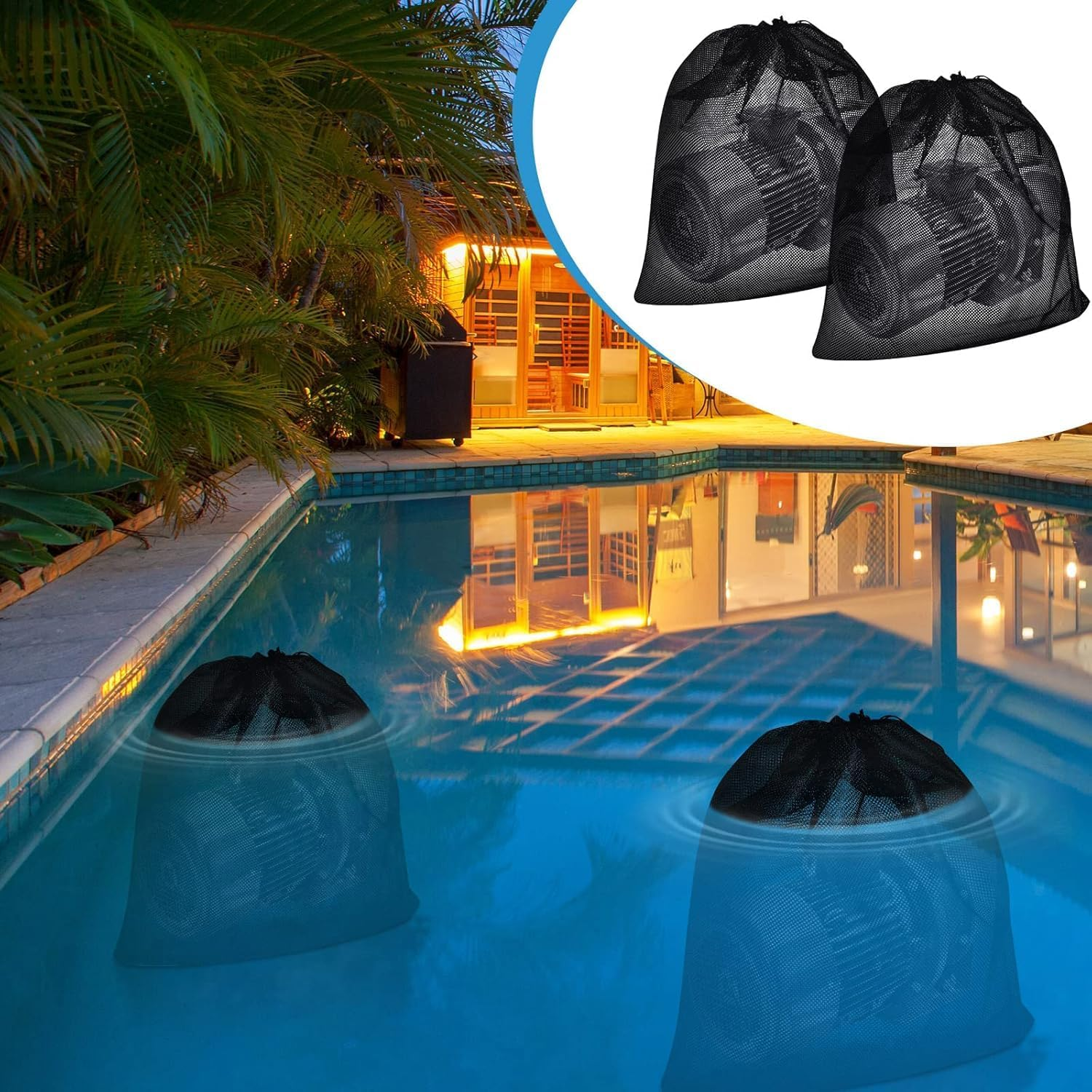 4PCS Pond Filter Bags with Drawstring - 2 Mesh Filter Bags for Pumps - Durable Barrier Media Bags for Outdoor Ponds, Water Gardens & Aquaculture image number 6