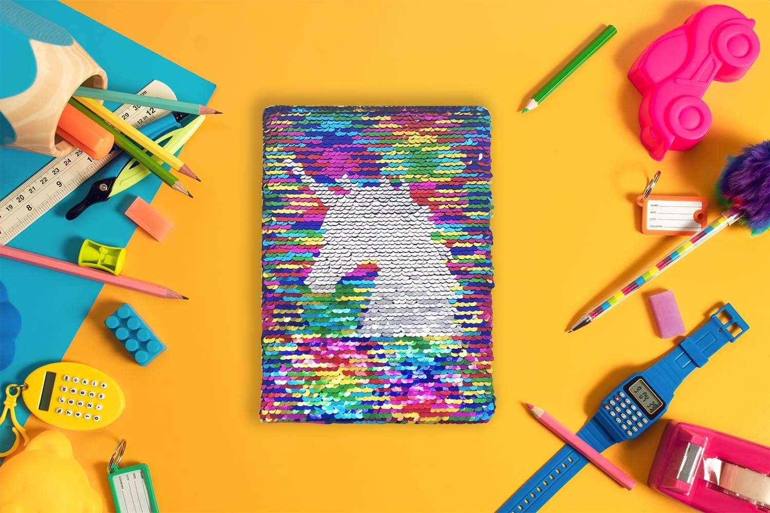 Reversible Sequin Notebook for Girls, 8.5 X 5.5 Inches 160 Lined Pages Kids Journal for Girls Diary Rainbow Flip Sequin Unicorn Notebook for Teenager Birthday Gifts for Girls and Boys 5 6 7 8 9 10 - Blue image number 5