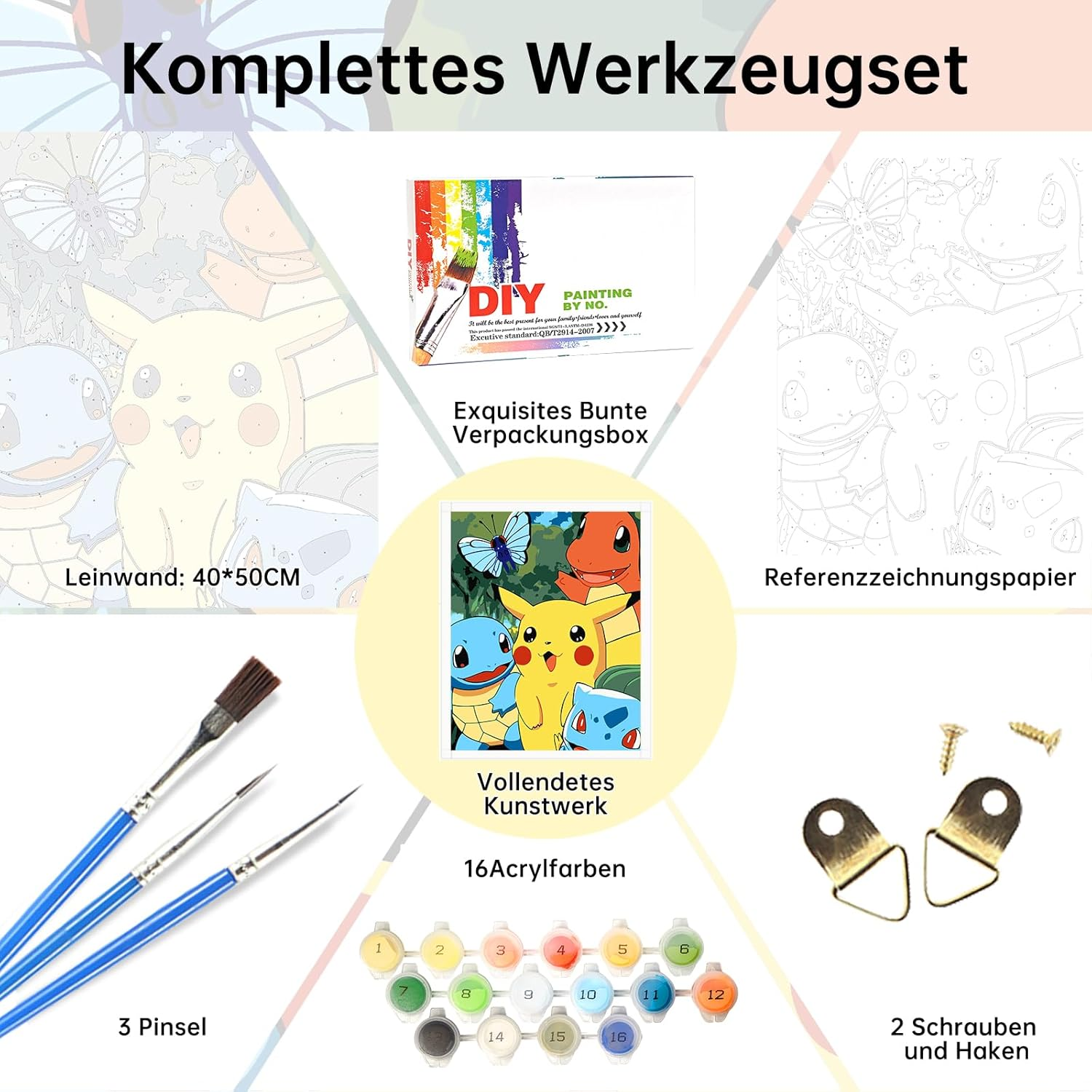 Lixkuokuo Painting by Numbers for Children from 6 Years, Junior and Adult Beginners, 40 X 50 Cm Large Cartoon Anime Painting Craft Set with Canvas Brushes Acrylic Paints, DIY Painting Kit for Boys