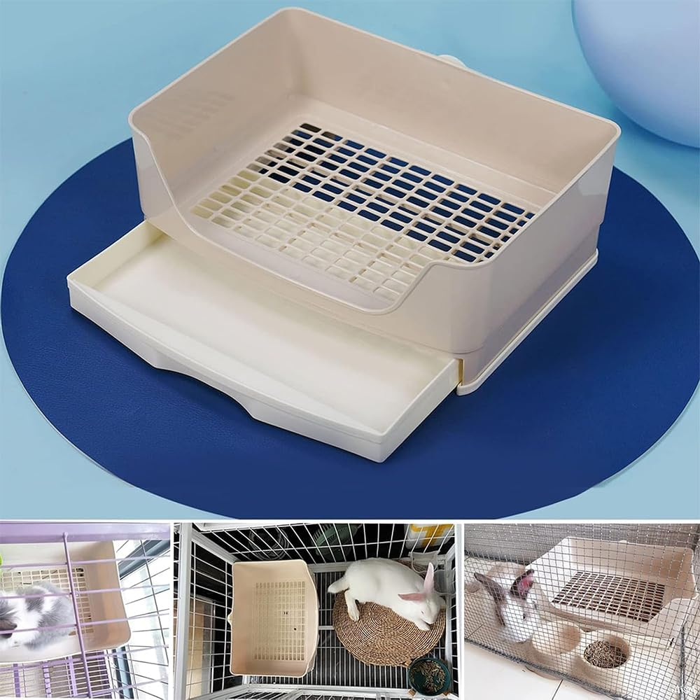 Large Rabbit Litter Box with Drawer, Bunny Toilet & Potty Corner, Pet Training Toilet for Adult Rabbits, Guinea Pigs, Chinchillas, Ferrets & Small Animals image number 4