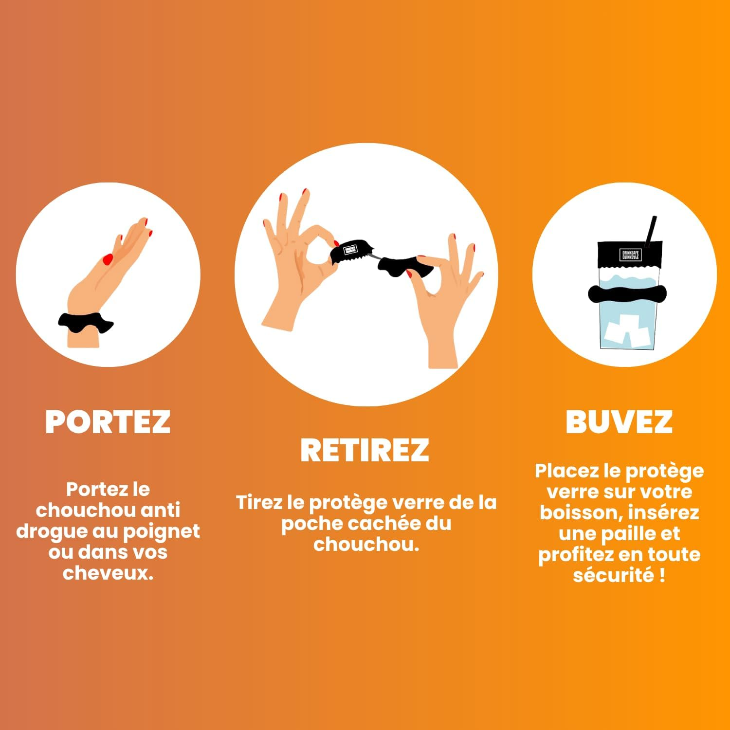 Drinksafe I Drug Glass Hair Scrunchie Reusable Leakproof for Parties and Festivals I Purple image number 5