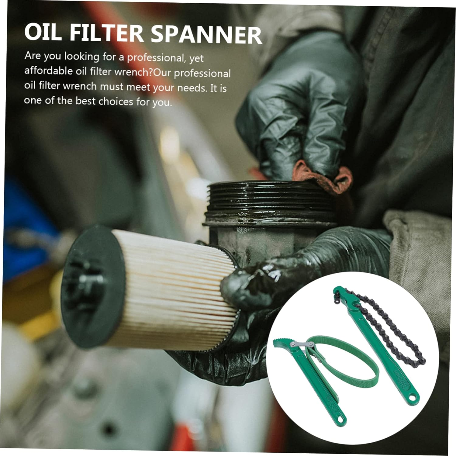 KALLORY Chain Filter Spanner and Oil Cleaner Wrench 2Pcs Set Carbon Steel Maintenance Removal Tools for Automotive Oil Filter Repair and Replacement image number 5