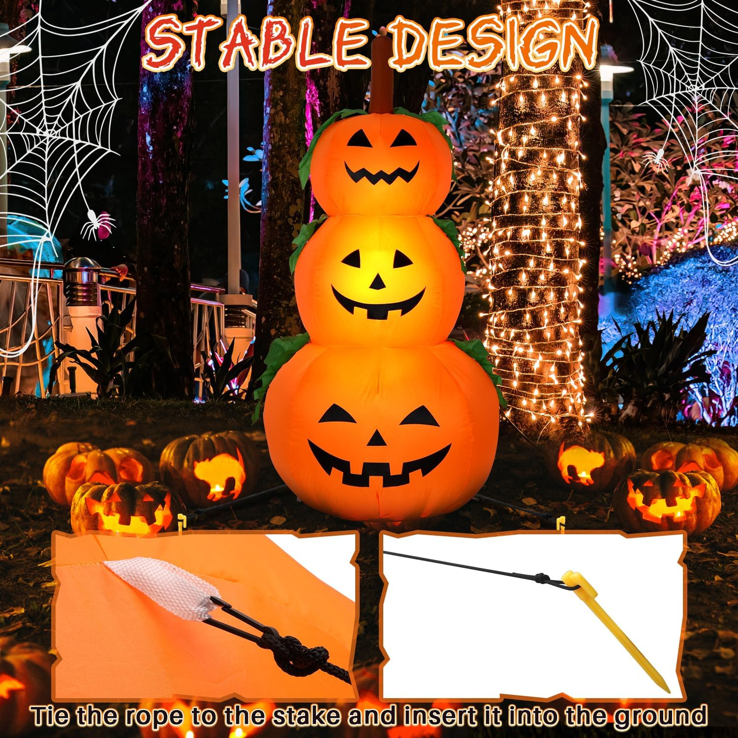 AUTOWT 4.6FT 1.4M Halloween Inflatable Pumpkins, Inflatables Decorations with Build-In Leds, Blow up Pumpkins Yard Decoration for Lawn Yard Home Halloween Party Indoors Outdoors image number 1