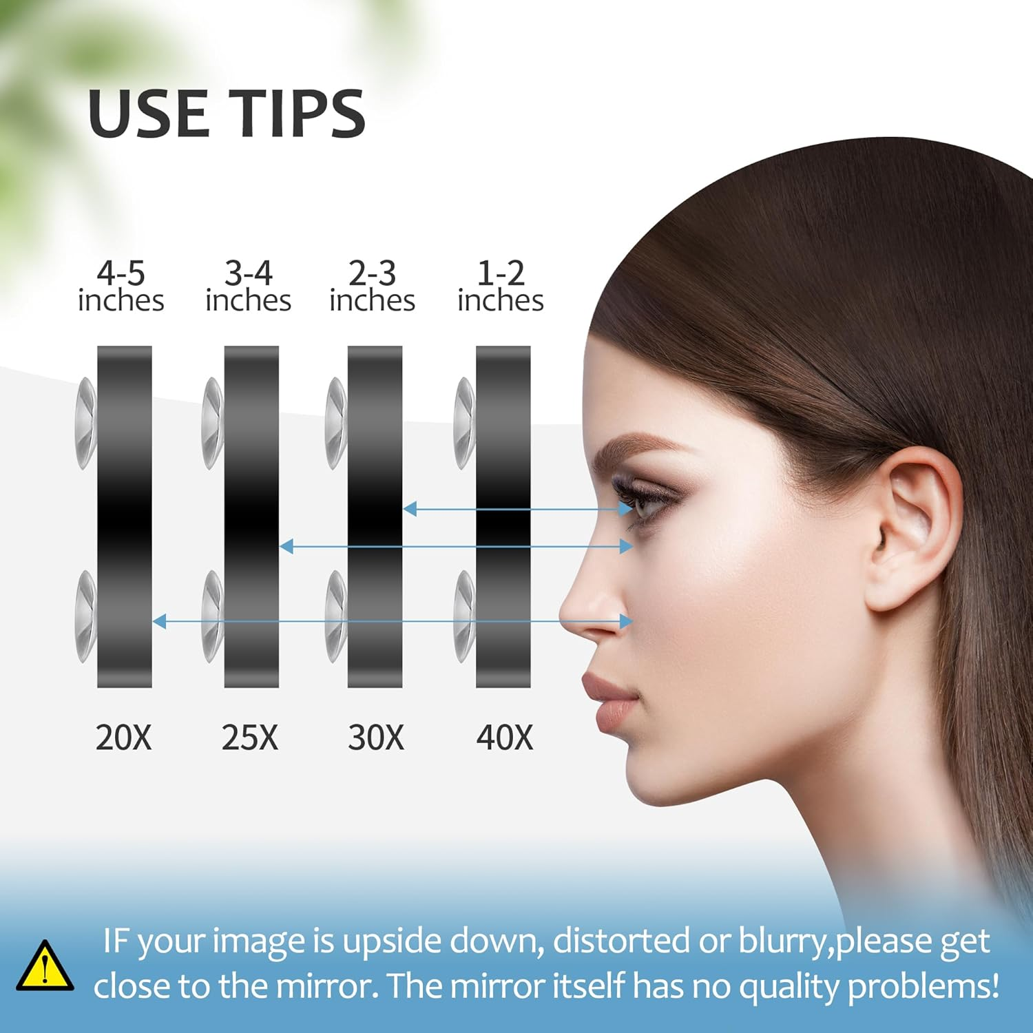 MIYADIVA 40X Magnifying Mirror, Small Magnifying Mirror with Suction Cup and Tweezers, as a Travel Magnifying Mirror, Compact Mirror Set for Plucking Eyebrows 3.5 Inches image number 1