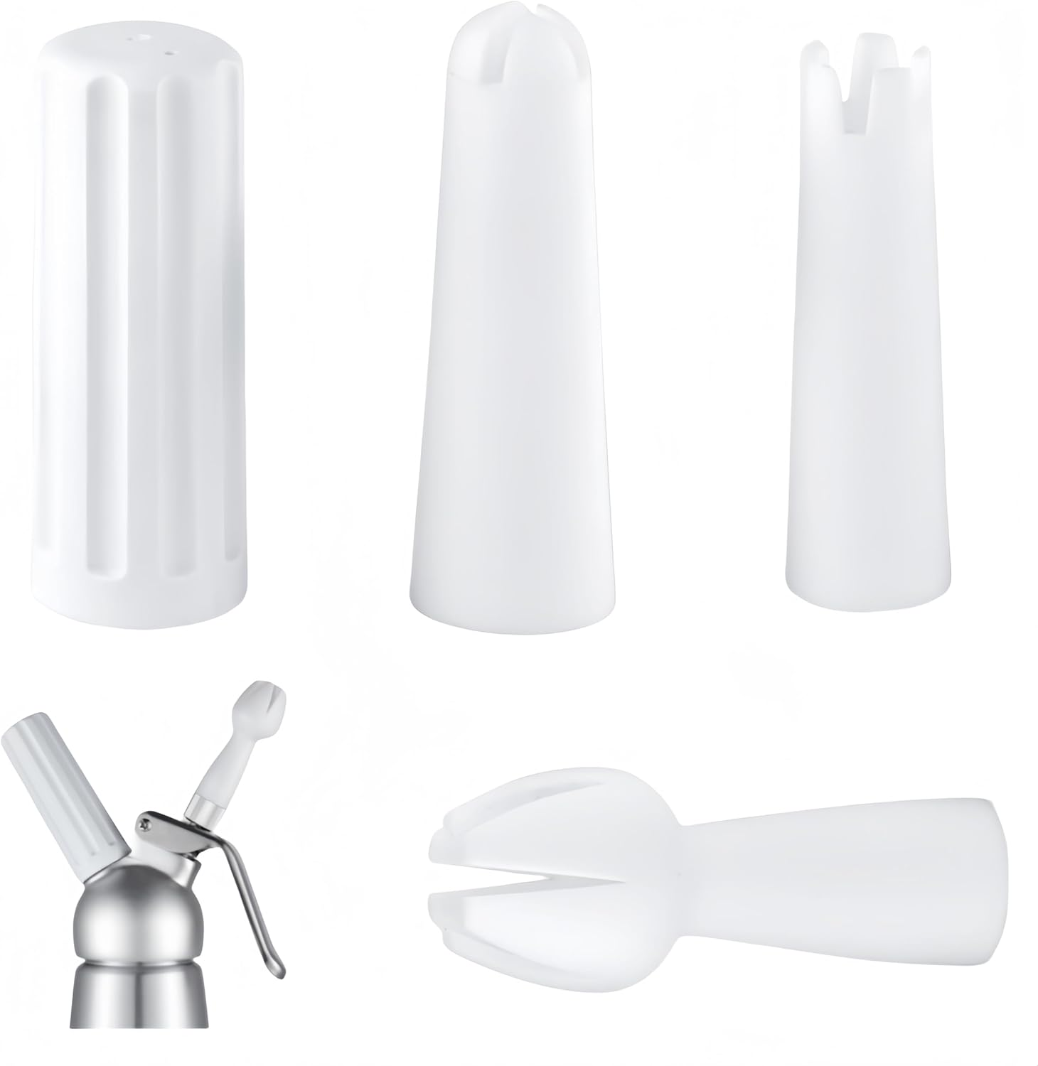 Whip Cream Dispenser Head,4 Pcs White Cream Whipper Replacement Parts Kit, Cream Whipping Dispenser, Whipped Nozzle,Whipped Cream Dispenser Replacement Parts, for Most Whipped Cream Dispensers image number 4