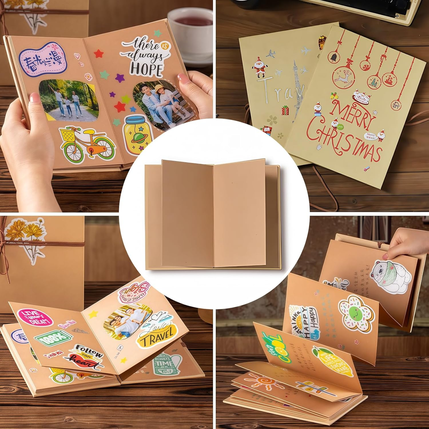 Blank Book for Gluing, 12 X 18 Cm Kraft Paper Hardcover Photo Albums, Small Photo Book for Gluing, Foldable Album, Photo Album for Birthday Gift, Graduation, Wedding, Graduation (34 Pages) image number 4