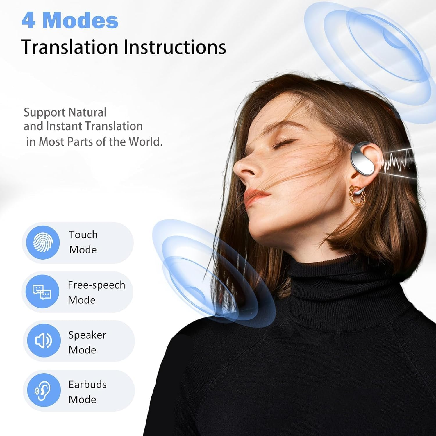 Ki Translator Headphones, Translator Earbuds Translation Headphones Real Time, 3-In-1 Real Time Translator Earphones with 144 Languages, Translation Device for Ios and Android Travel and Business image number 3