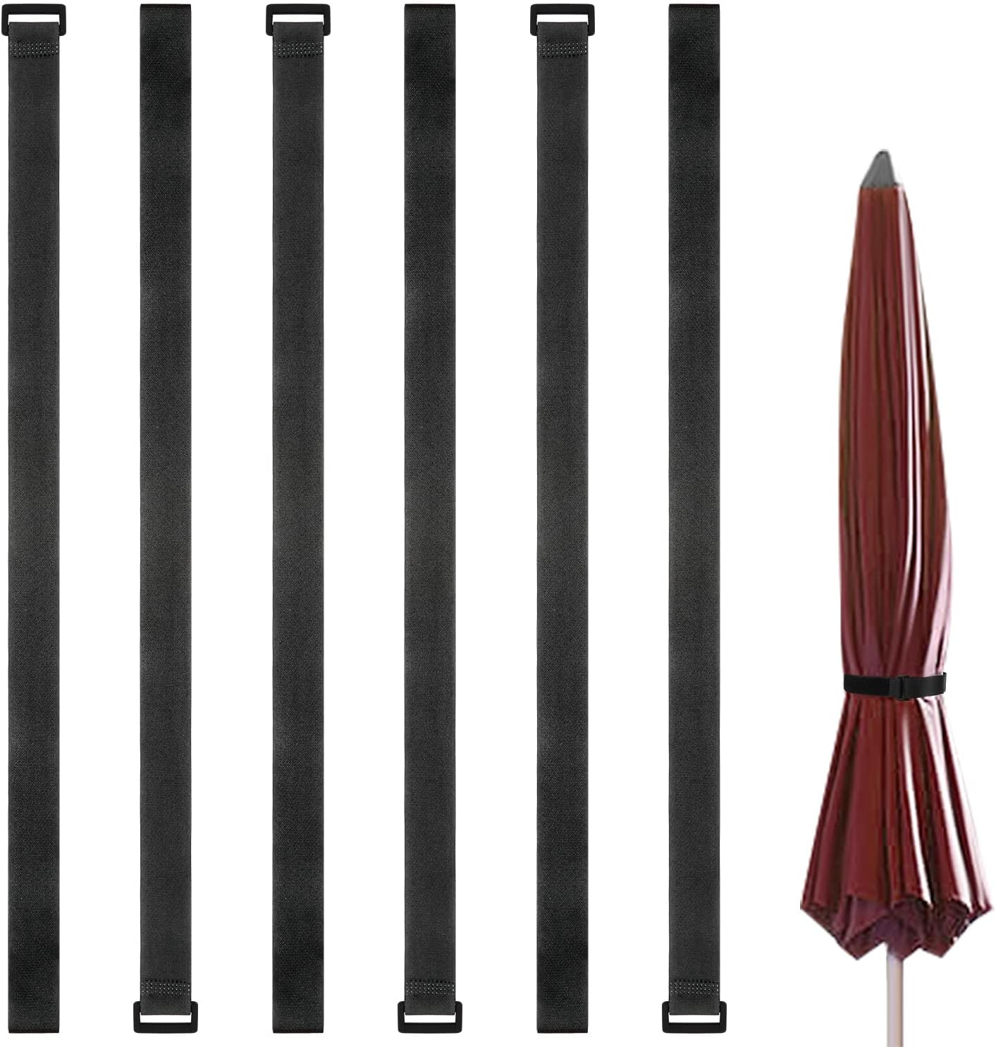 KINBOM 6 Piece Umbrella Strap Clip for Parasol Reusable Umbrella Strap Hook and Loop Strap for Adjustable Parasol Clip Nylon Parasol Accessories image number 5