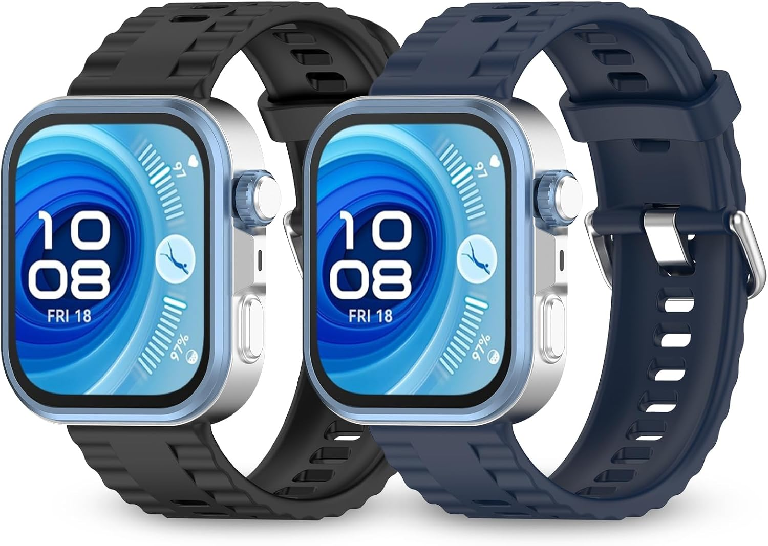 Dhwgang 2 Silicone Bands Compatible with Huawei Watch Fit 4 Pro / Fit4 / Fit3 Smartwatch Replacement Wristbands, Soft, Comfortable, Waterproof, Breathable, Sports Watch Strap Accessories