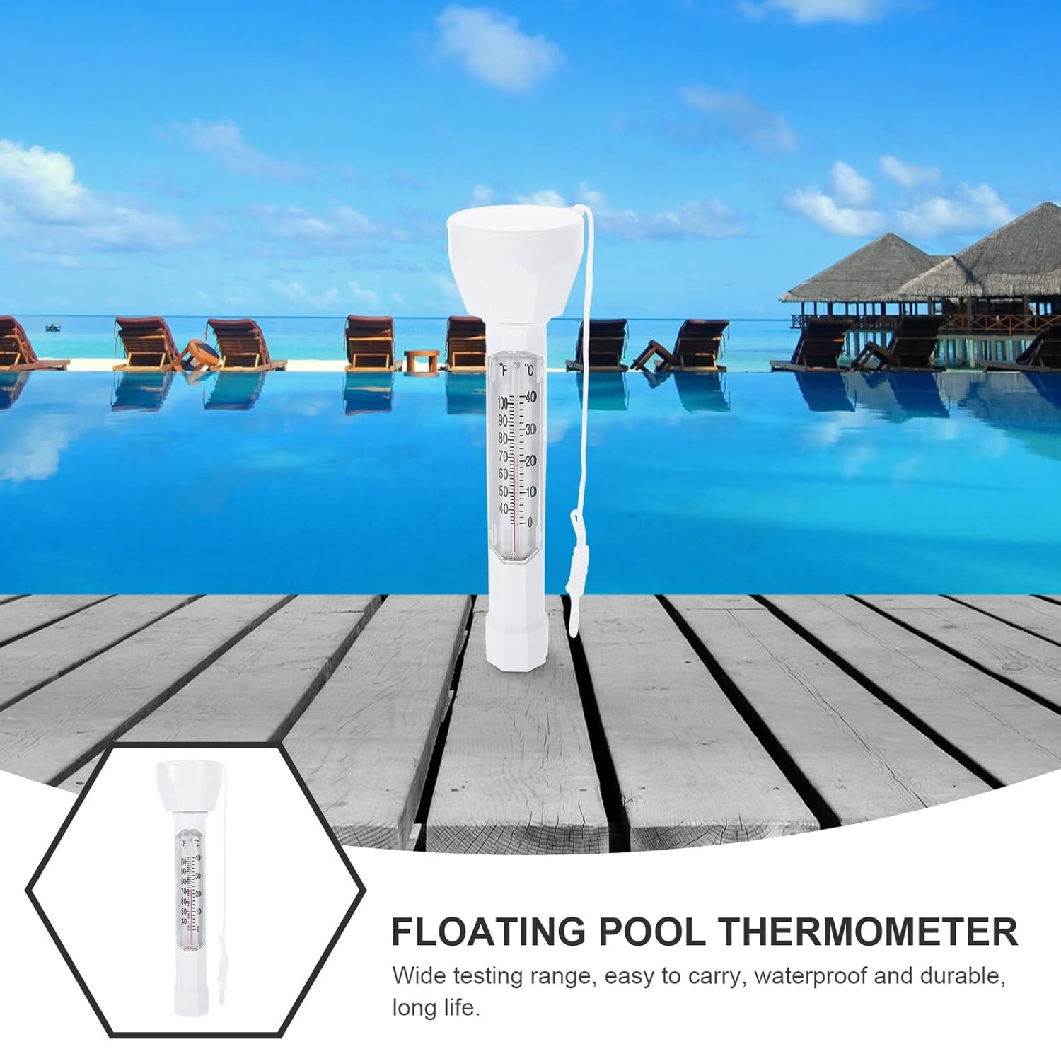 Floating Pool Thermometer Water Temperature for Swimming Pools and Baths Small Fast and Easy Read Temperature Gauge Suitable for Fishponds and Hot Tubs image number 5