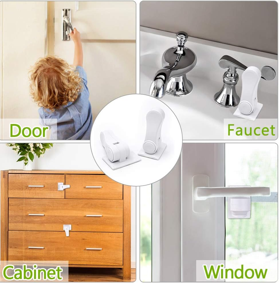 Door Lever Lock Child Proof - Baby Proofing Door Handle Lock -Toddler Safety Doorknob Latch for Toilet Facuet Handle - No Drilling Install - Easiest Use （4 Pack） image number 1