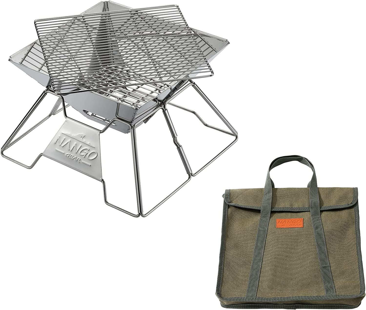 NANGOGEAR Flatpack Camping Grill Portable Wood Burning Stove Grill Stainless Steel 111107(MT-2) image number 2