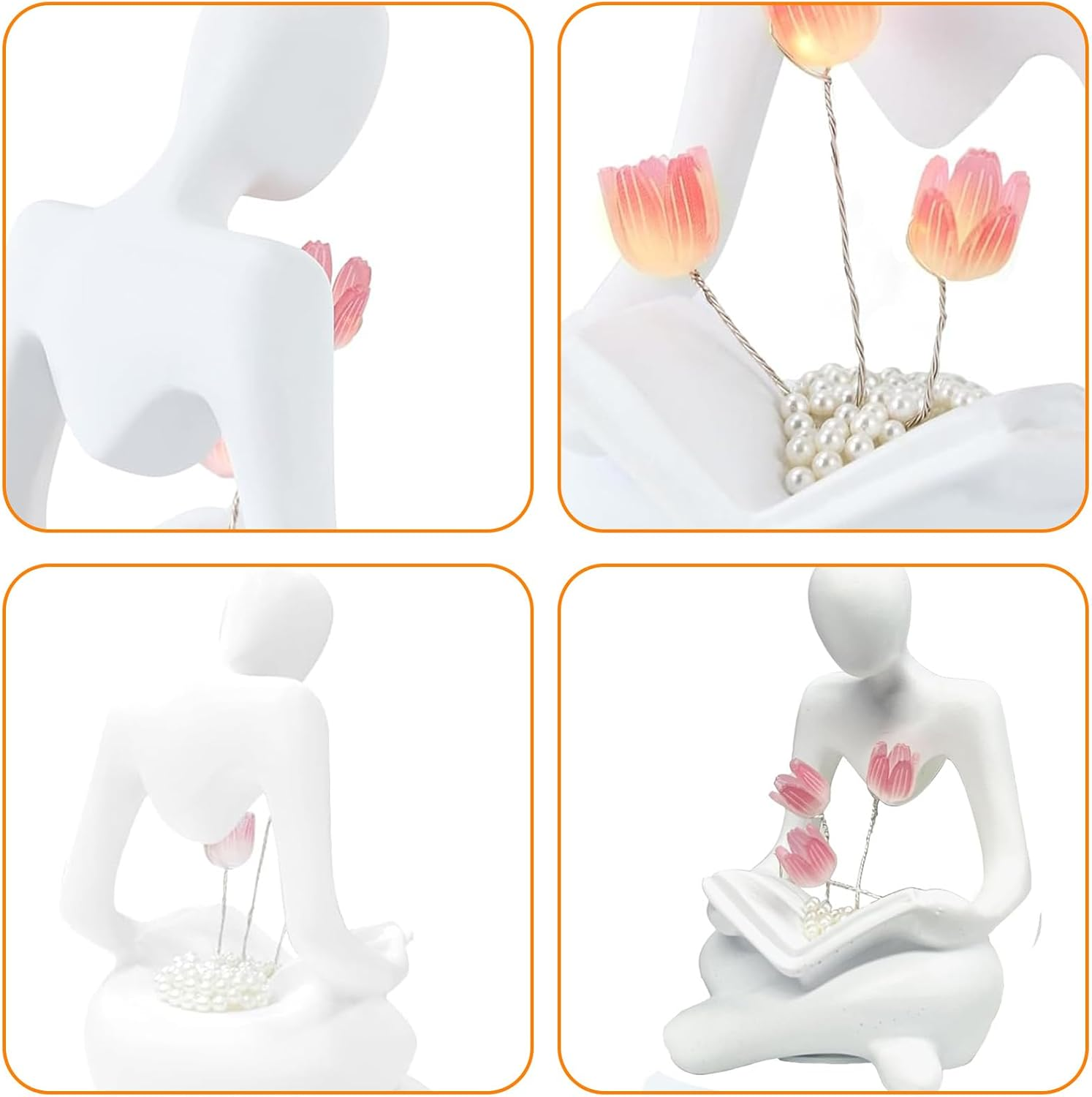 Bookcase Decoration, Book Lamp Tulips with LED, Tulip Night Light, Abstract Thinker, Books Decoration, Bookshelf Lamps, Decoration Aesthetic Bookshelves, Flower Lamp for Book Friends, Friends image number 5