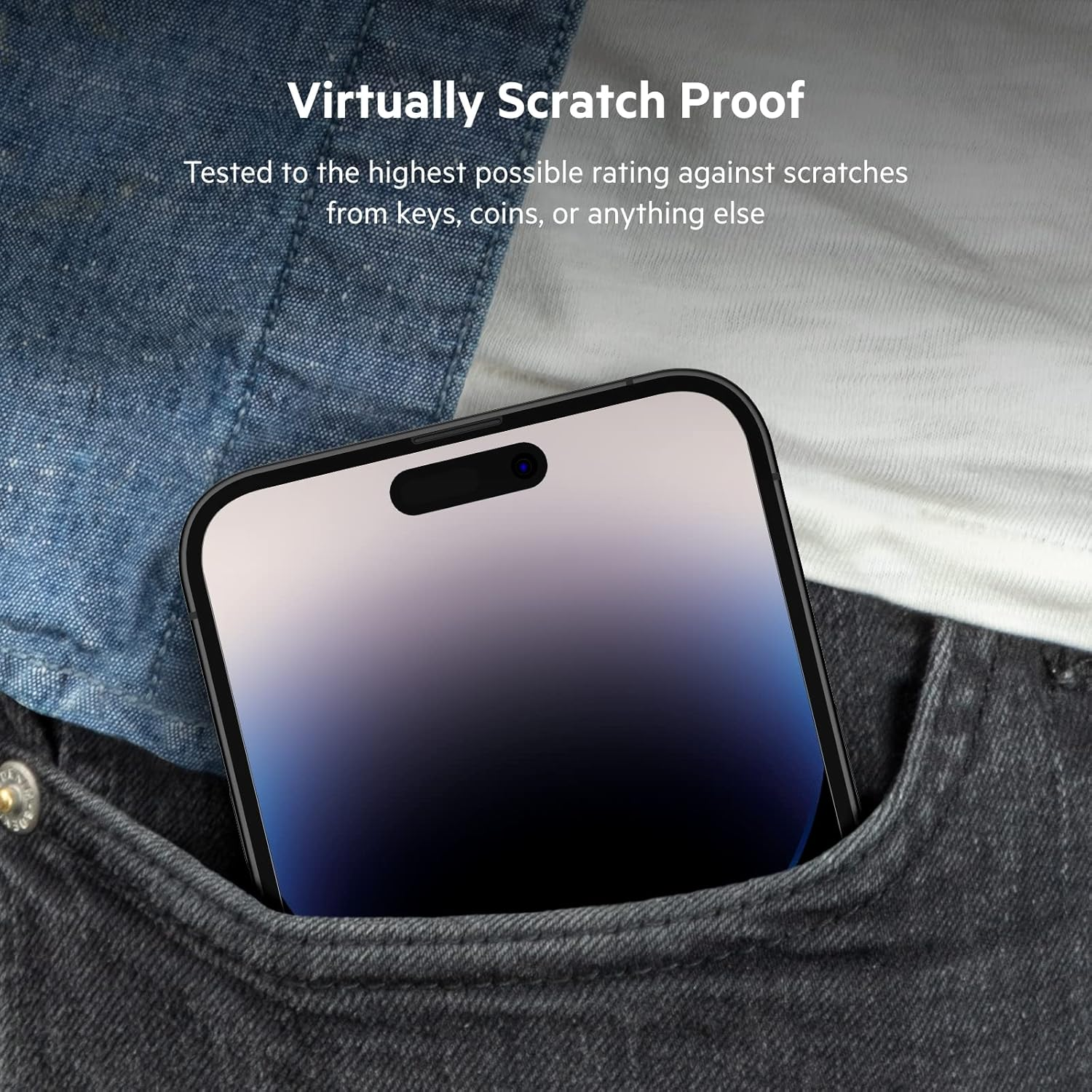 Belkin Temperedglass Iphone 14 PRO MAX Screen Protector, Antimicrobial-Treated, Easy Bubble Free Application with Included Installation Guide Tray, 9H Hardness Tested (Ova102Zz) image number 2