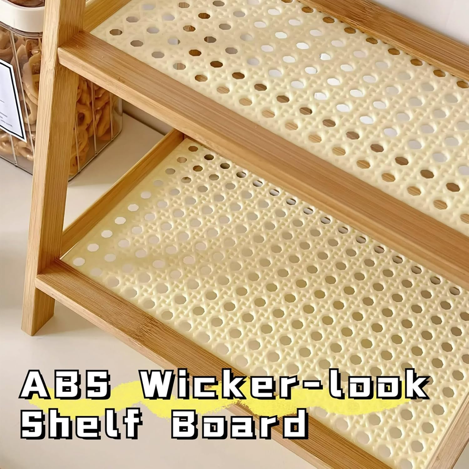 Wicker Look Coffee Station Organizer, Bamboo Mug Holder Countertop, Kitchen Counter Shelf for Tea Coffee Bar Accessories, Matcha Stand, Cup Display, Condiment Storage Rack, 2 Tier - Wooden Color image number 5