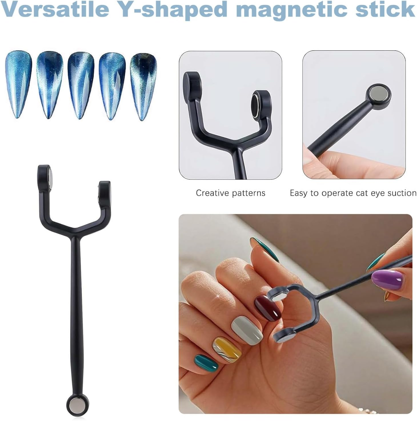 Cat Eye Nail Magnet Set &ndash; Y-Shape & 3-In-1 Magnetic Stick for Stunning DIY Cat Eye Designs. Perfect for Home, Office, Salon, or Gift &ndash; Ideal for Women & Girls. Create Salon-Worthy Nails Easily image number 4