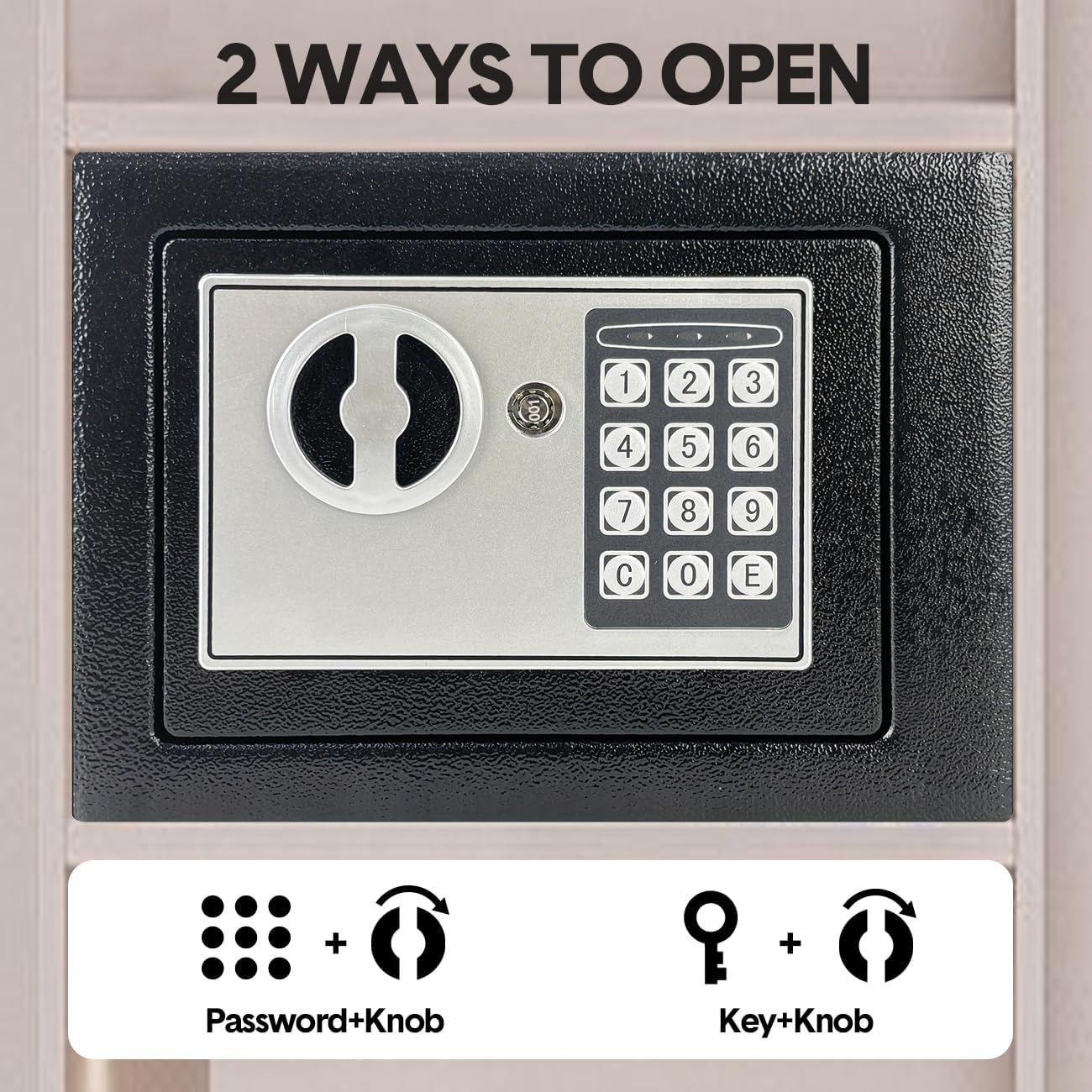 Aumerage Digital Safe Box Security Cabinet, Electronic Safe with Digital Keypad & 2 Emergency Keys, Home Office Hotel Money Cash Lock Deposit Password Safe Box (6.4L, Black)