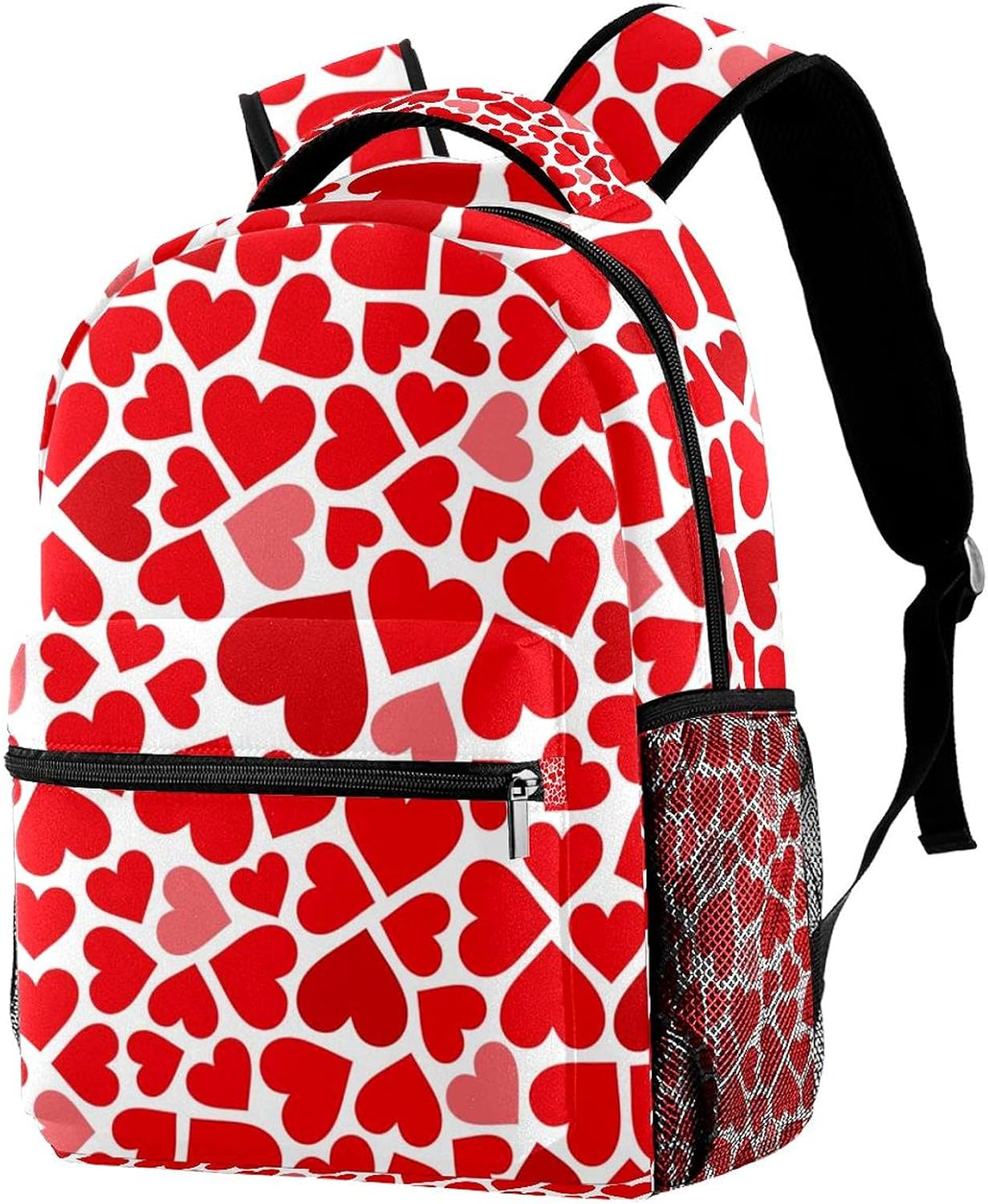 Red Hearts Backpack Students Shoulder Bags Travel Bag College School Tote Backpacks image number 3