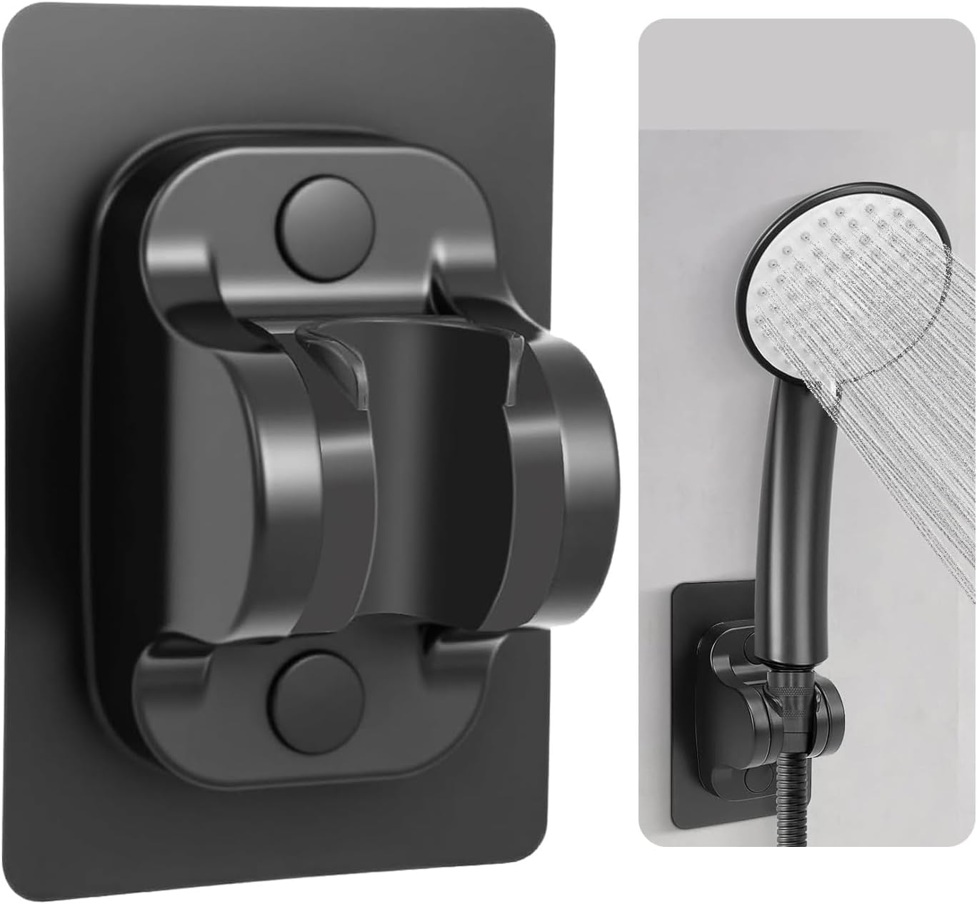 Dalyndar Strong Adhesive Shower Head Holder Angle Adjustable Handheld Shower Arm Bracket Compatible with Various Types of Shower Heads, No Drilling Wall Mounted Bathroom Kit 1 Pack Black Waterproof
