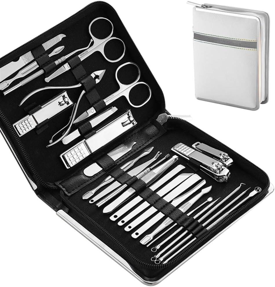 Tool Sets Tool Kit 11-26 Pcs Nail Clippers Manicure Set Stainless Steel Nail Cutter Scissor(Pink-21)