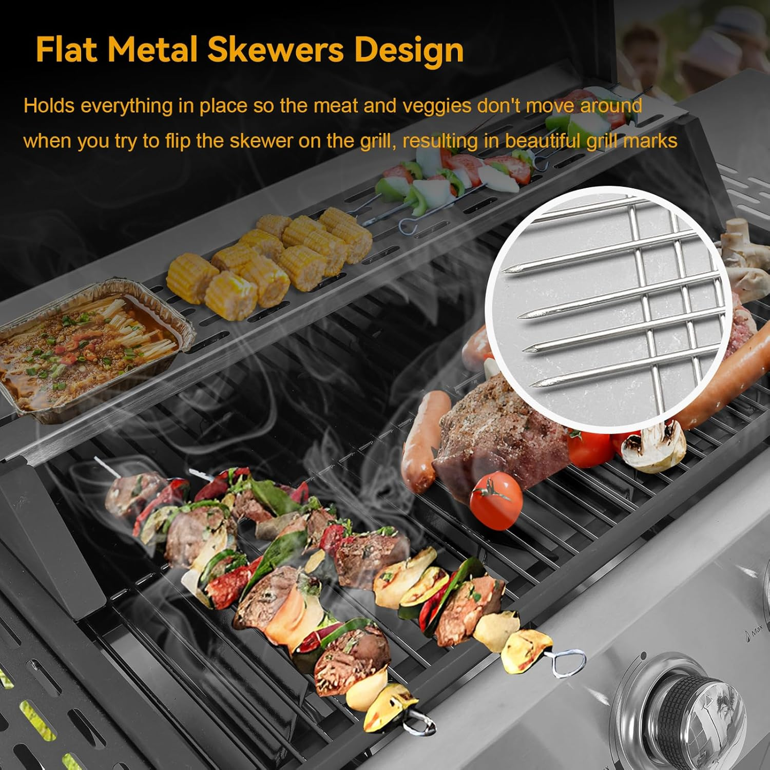 20 PCS BBQ Metal Skewers Stainless Steel, 7.87"/20Cm Food-Grade Metal Kebab Skewers for Kebabs, Grilling, Oven, and BBQ - Durable & Reusable image number 6