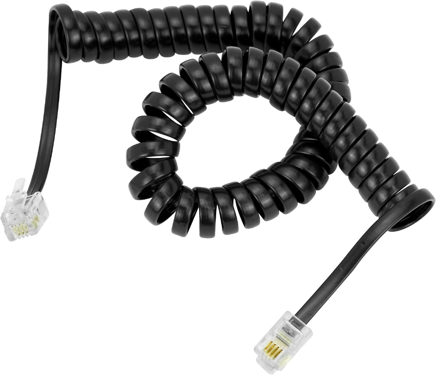 RJ11 4P4C Modular Telephone Handset Cable Receiver Coil Cord Wire Black 7 Ft image number 3