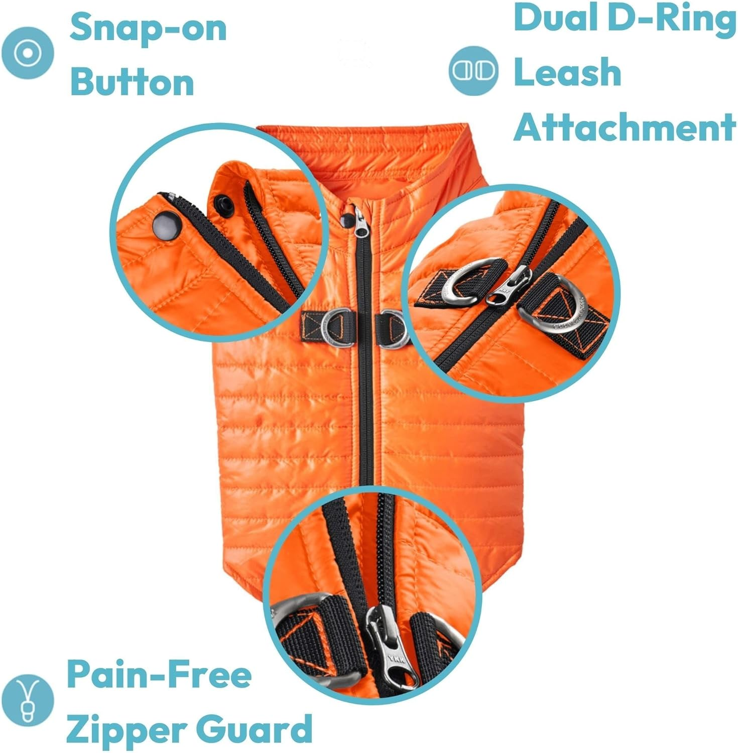 Gooby Puffer Vest Dog Jacket - Blue, Medium - Ultra Thin Zip up Wind Breaker with Dual D Ring Leash Water Resistant for Small to Medium Dogs image number 1