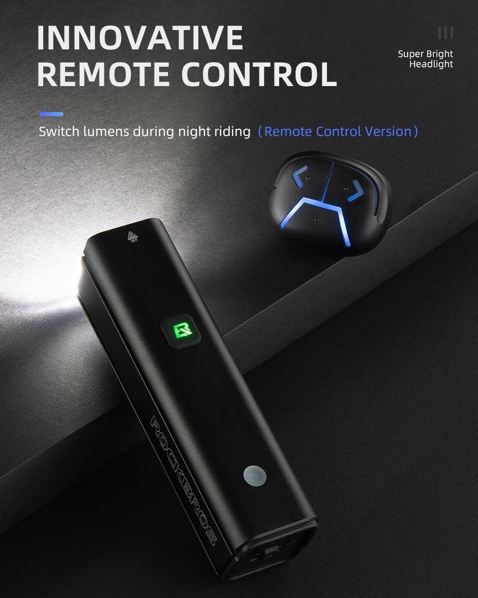 ROCKBROS 1500 Lumens Bike Light for Night Riding, 5000Mah USB-C Rechargeable Bike Headlight, Aluminium Alloy IPX6 Waterproof Bike Front Light