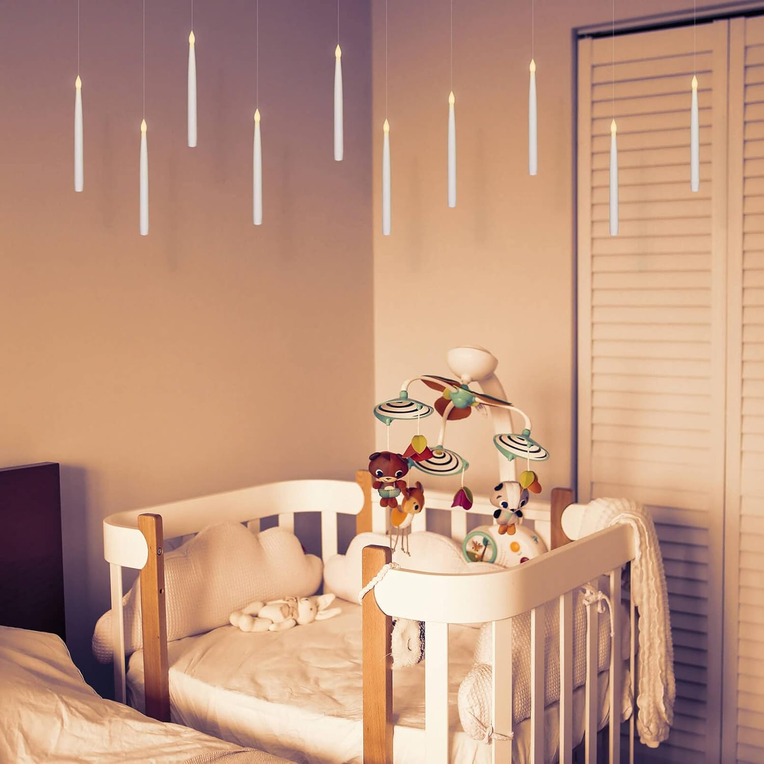 Leejec 10Pcs Flameless Taper Floating Candles with Magic Wand Remote, Halloween Decorations, Indoor Christmas Home Decor, Flickering Warm Light, Battery Operated 10.8" LED Electric Window Candle image number 1