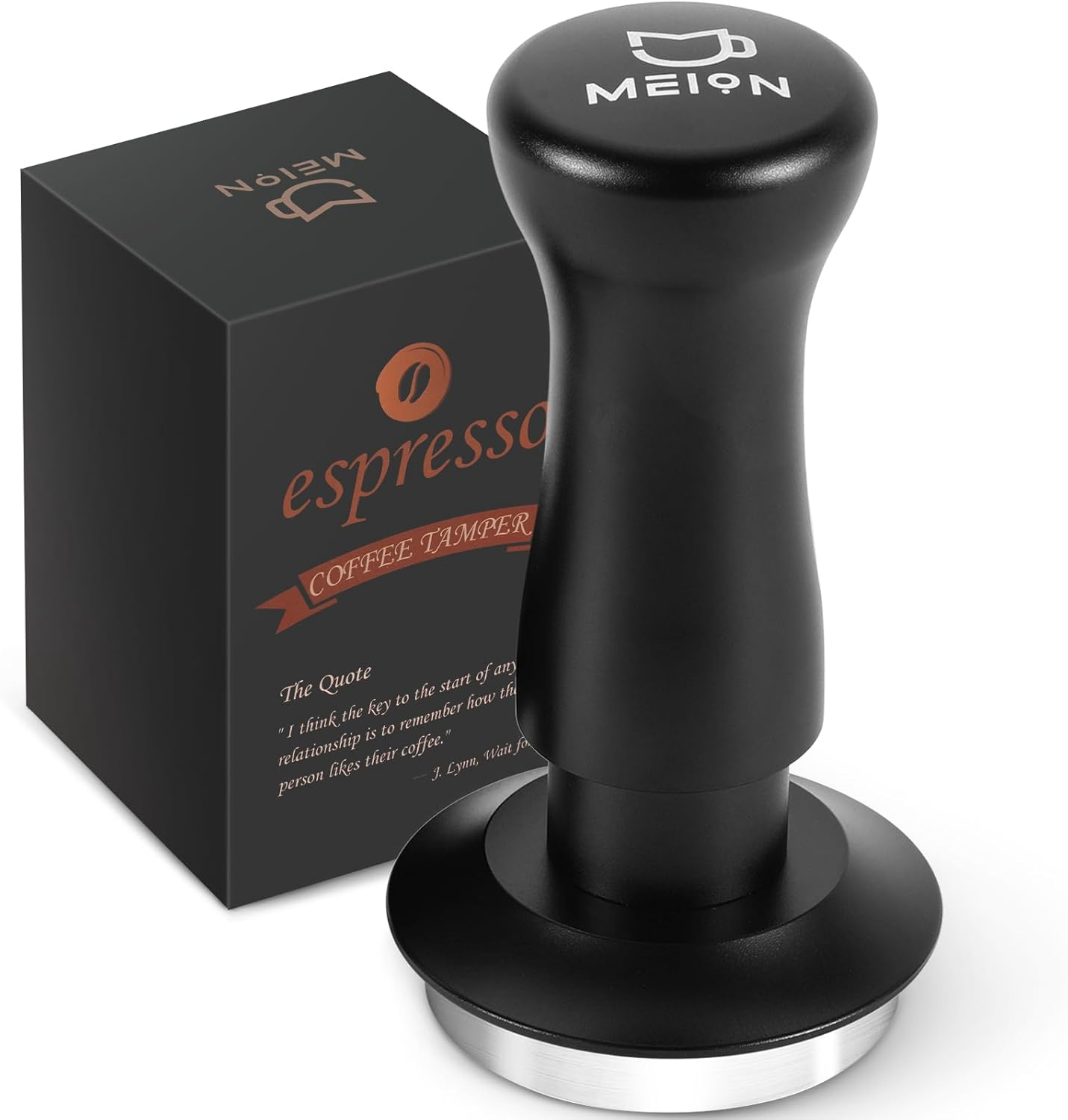 MEION Espresso Tamper 53.3Mm Coffee Tamper, Calibrated Dual Spring Loaded Barista Tamper with Stainless Steel Base, Comes with Aluminum Storage Pad (53.3MM, Black) image number 5