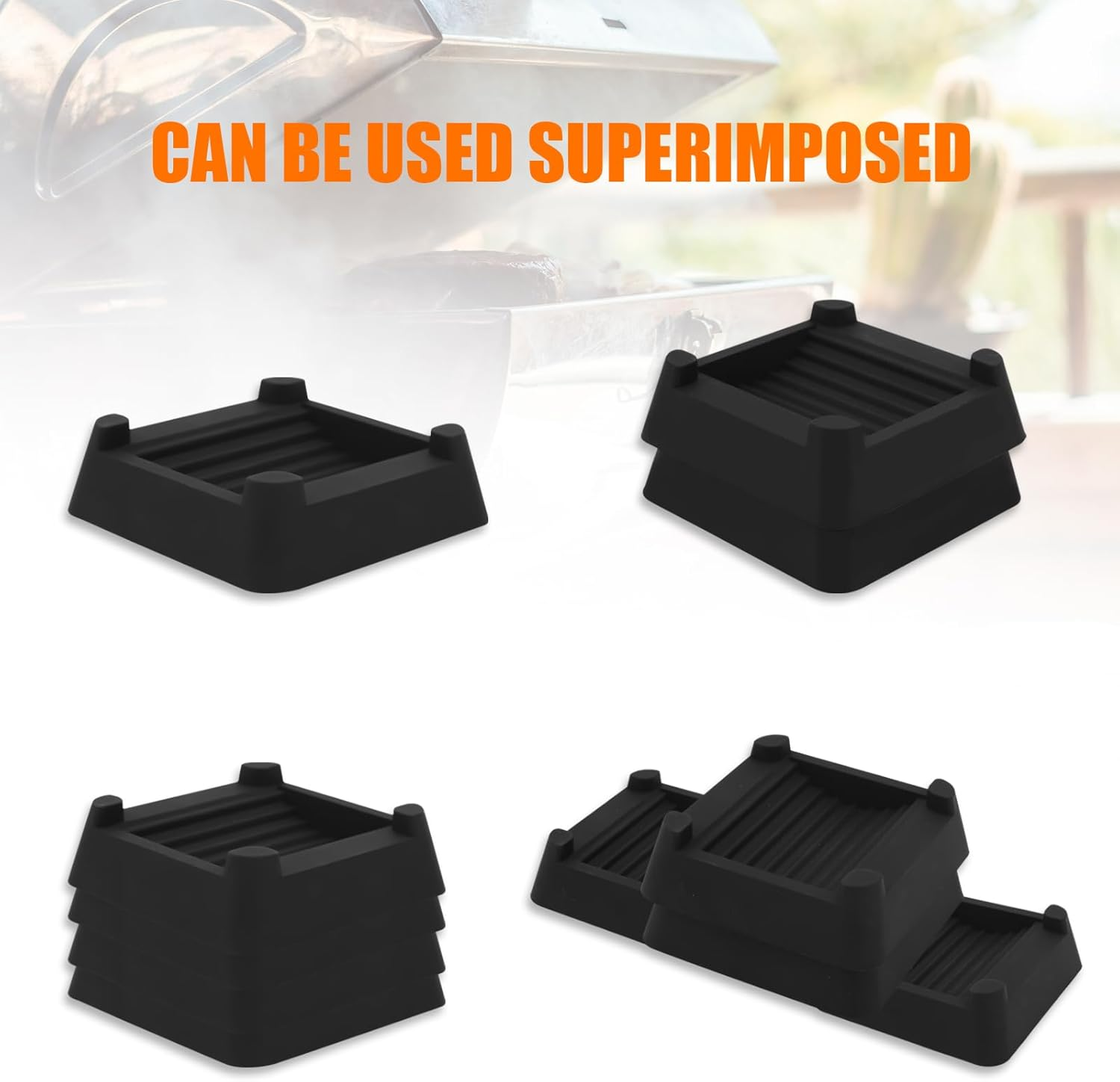 PEUTIER 4Pcs Griddle Leveling Shims Kit for Blackstone, Silicone Grill Levelers for Most Grills Griddle Stand Accessories Keep Grills Level & Stable image number 4