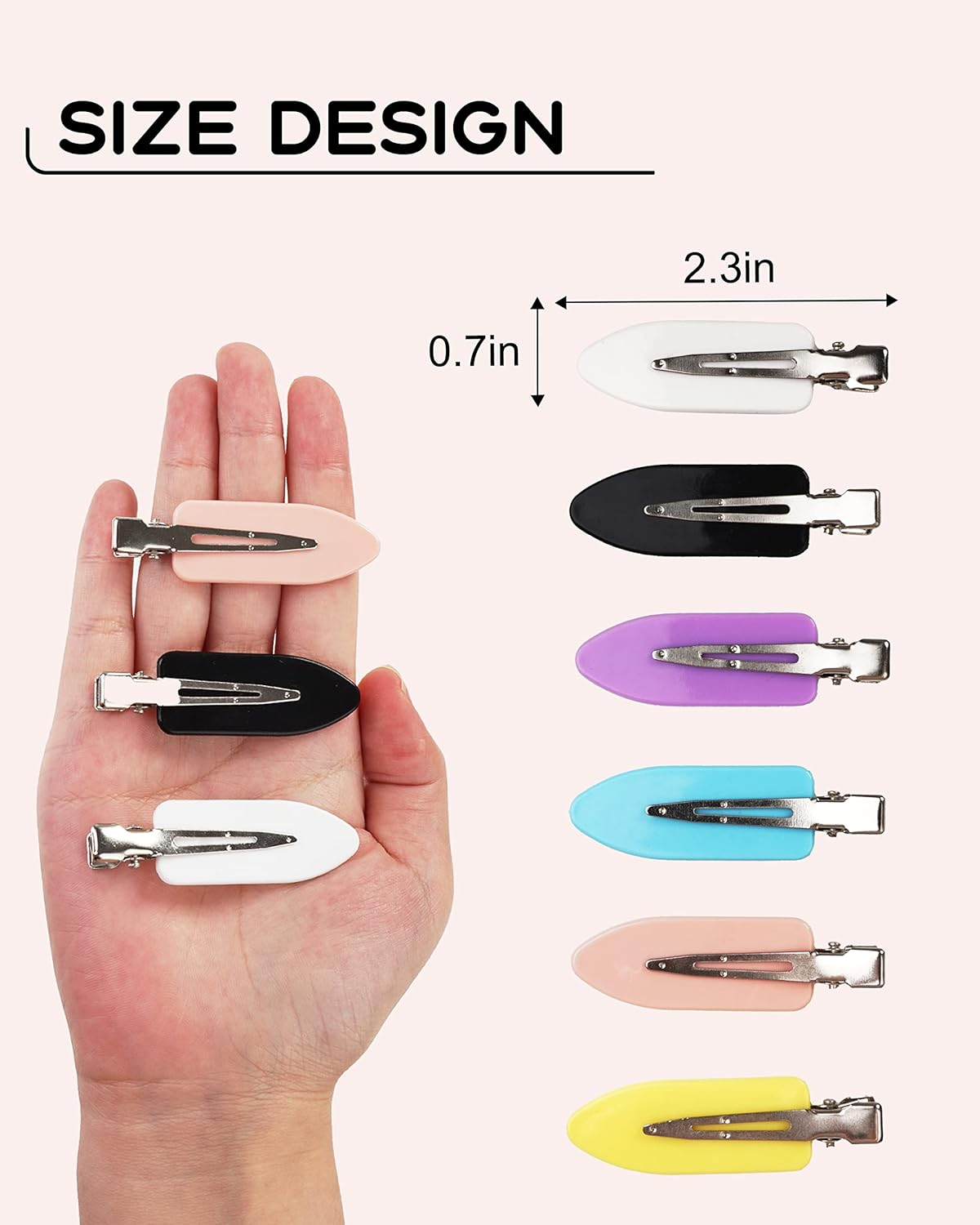 No Crease Hair Clips, 60 Pcs 2.3In Duck Billed Clips for Hair Sectioning and Styling (6 Colors) image number 5