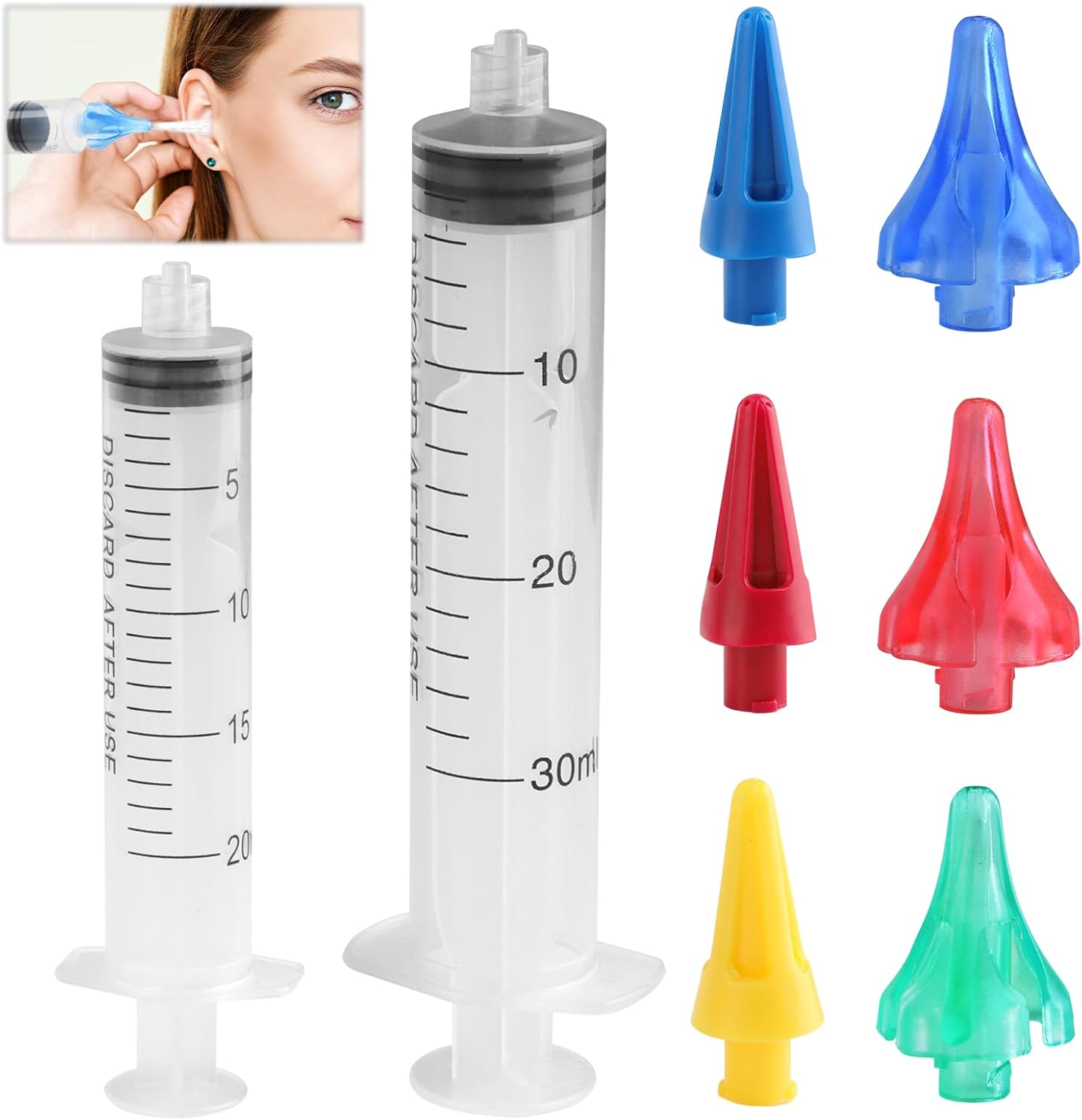 8 Pcs Ear Cleaner Syringe Kit, Ear Wax Removal Syringe, Safe Ear Wax Cleaner Tool with 6 Stream Tips for Clarity & Aural Hygiene image number 1