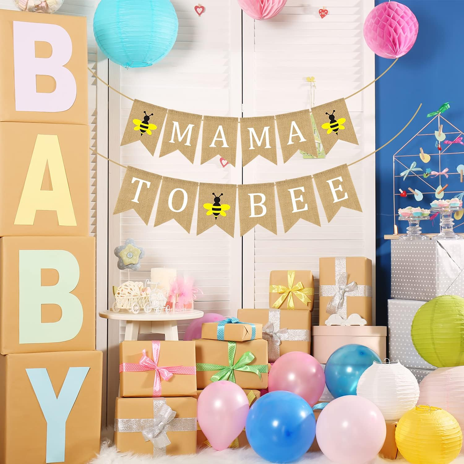 Mama to Bee Burlap Banner Jute Bumble Bee Burlap Bunting Baby Shower Party Banner Gender Reveal Bunting Flag Garland Oh Baby Burlap Garland Vintage Welcome Baby Banner for Boy Girl Party Decor image number 2