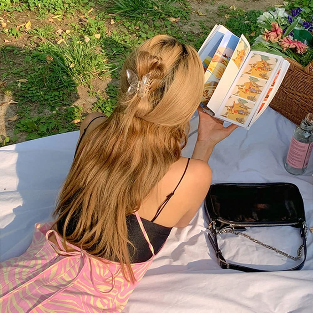 6 PACK Women'S Butterfly Hair Claw Clips Transparent Hair Claw French Acrylic Small Hair Claw Clamps Hair Jaw Clips Hair Accessories for Girls Women Thick or Thin Hair image number 5