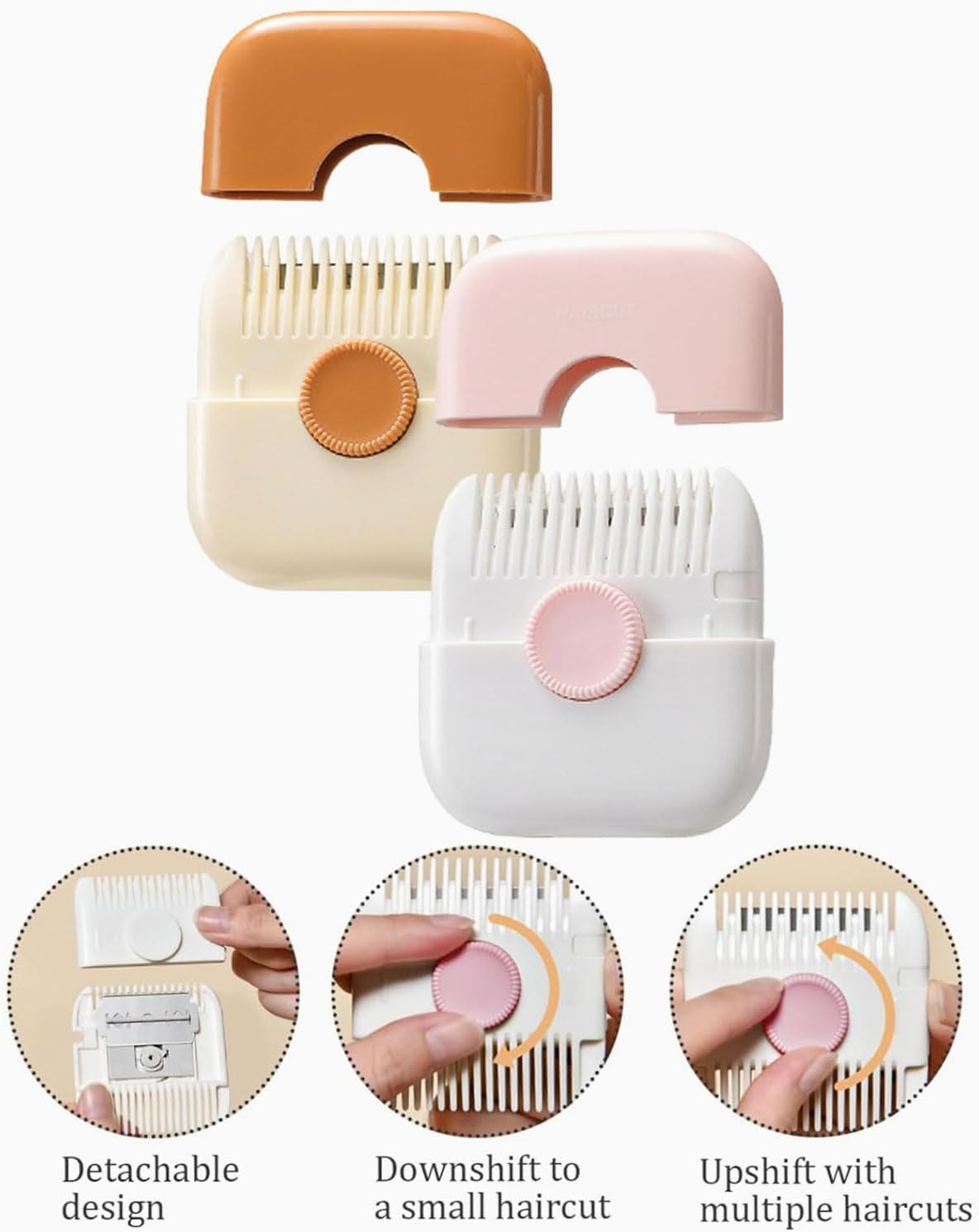 AORHOFJ Pack of 2 Split End Remover Device, 2-In-1 Hair Trimmer, Split End Trimmer, Double Sided Design, for Cutting and Styling Thinning Hair (Pink+Orange Colour) image number 4